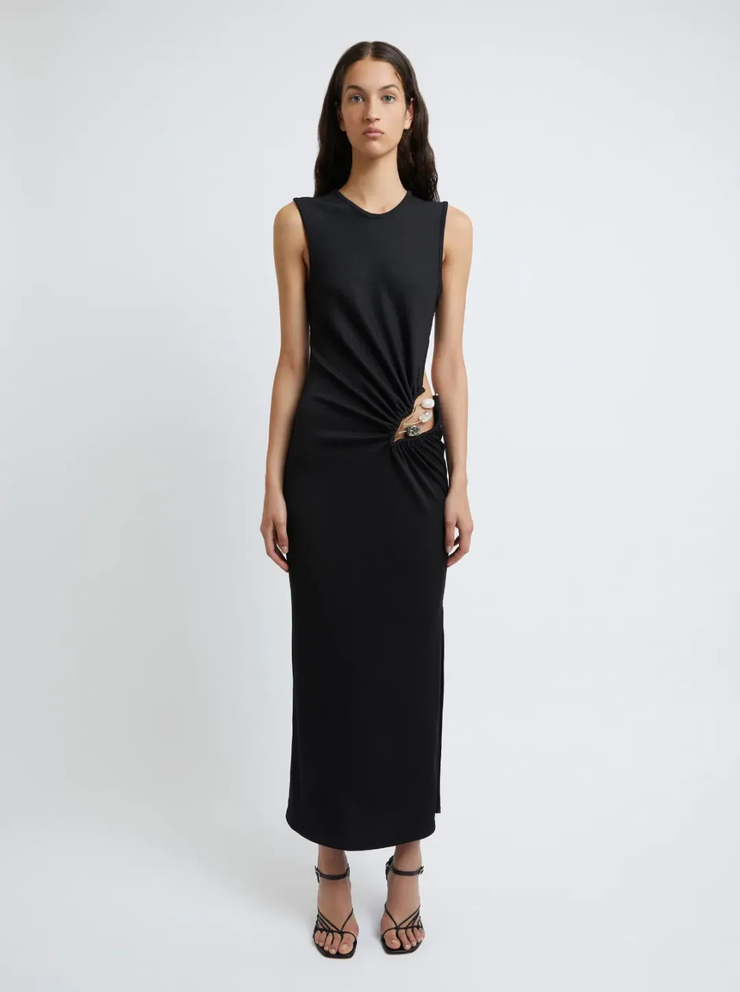 Christopher Esber Folia Float Buckle Tank Dress Midi Black Size 8 for rent on The Volte - main image