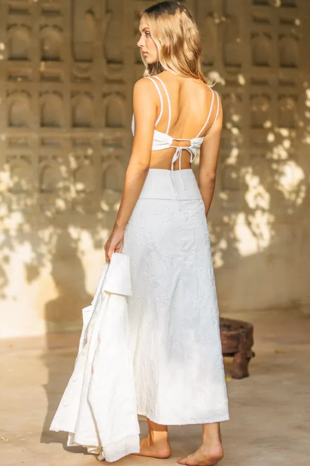 Eisha Pippa Cropped Top And Maxi Skirt Set White Size 8 for rent on The Volte - main image