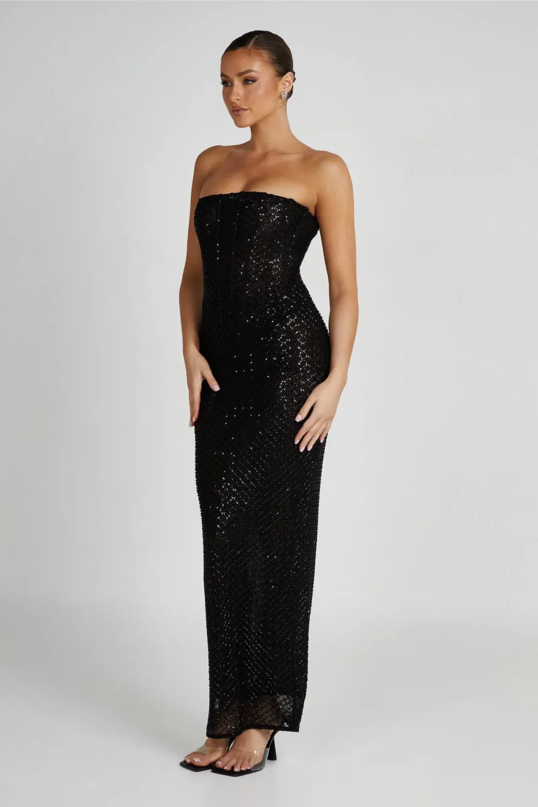 Meshki Gemma Strapless Sequin Maxi Dress Black Size M / AU 10 for rent on The Volte - main image