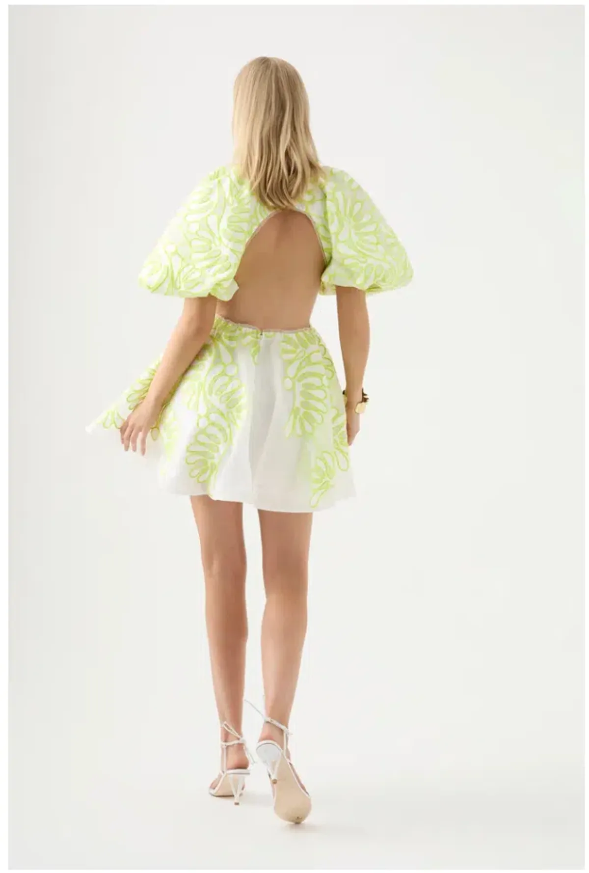 Aje Botanical Applique Mini Dress Ivory/Citrus Yellow Size XXS / AU 4 - Image 3