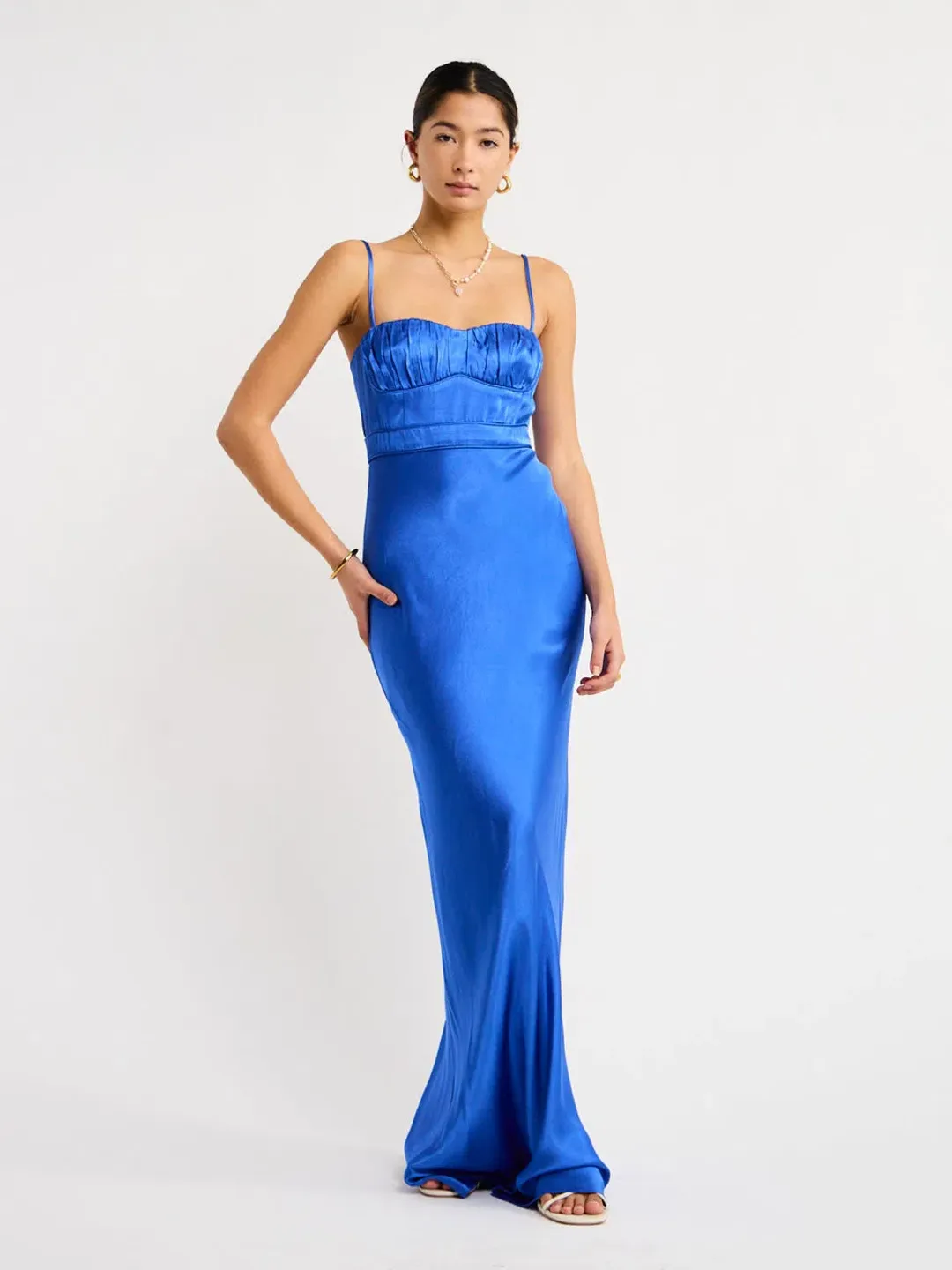 Shona Joy Oliviera Ruched Maxi Dress Blue Size 8 for rent on The Volte - main image