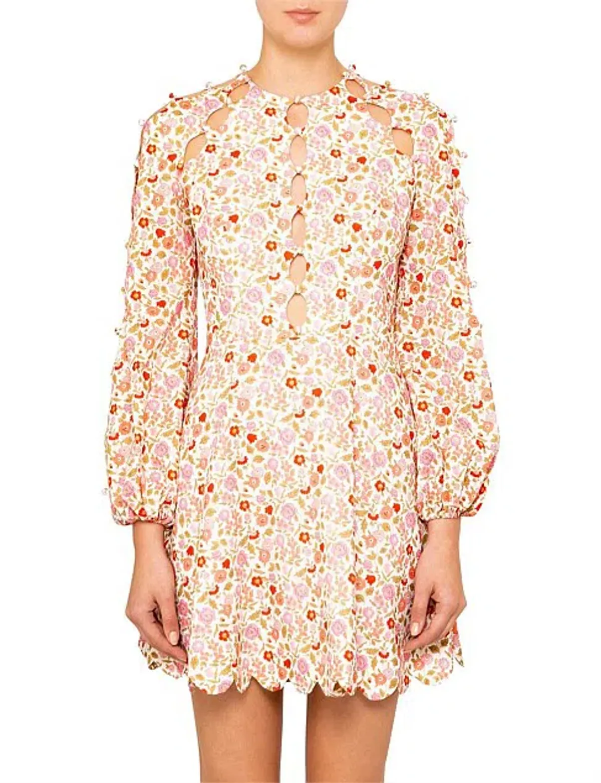 Zimmermann Goldie Scallop Short Dress Floral Size 1 / AU 10 - Image 4