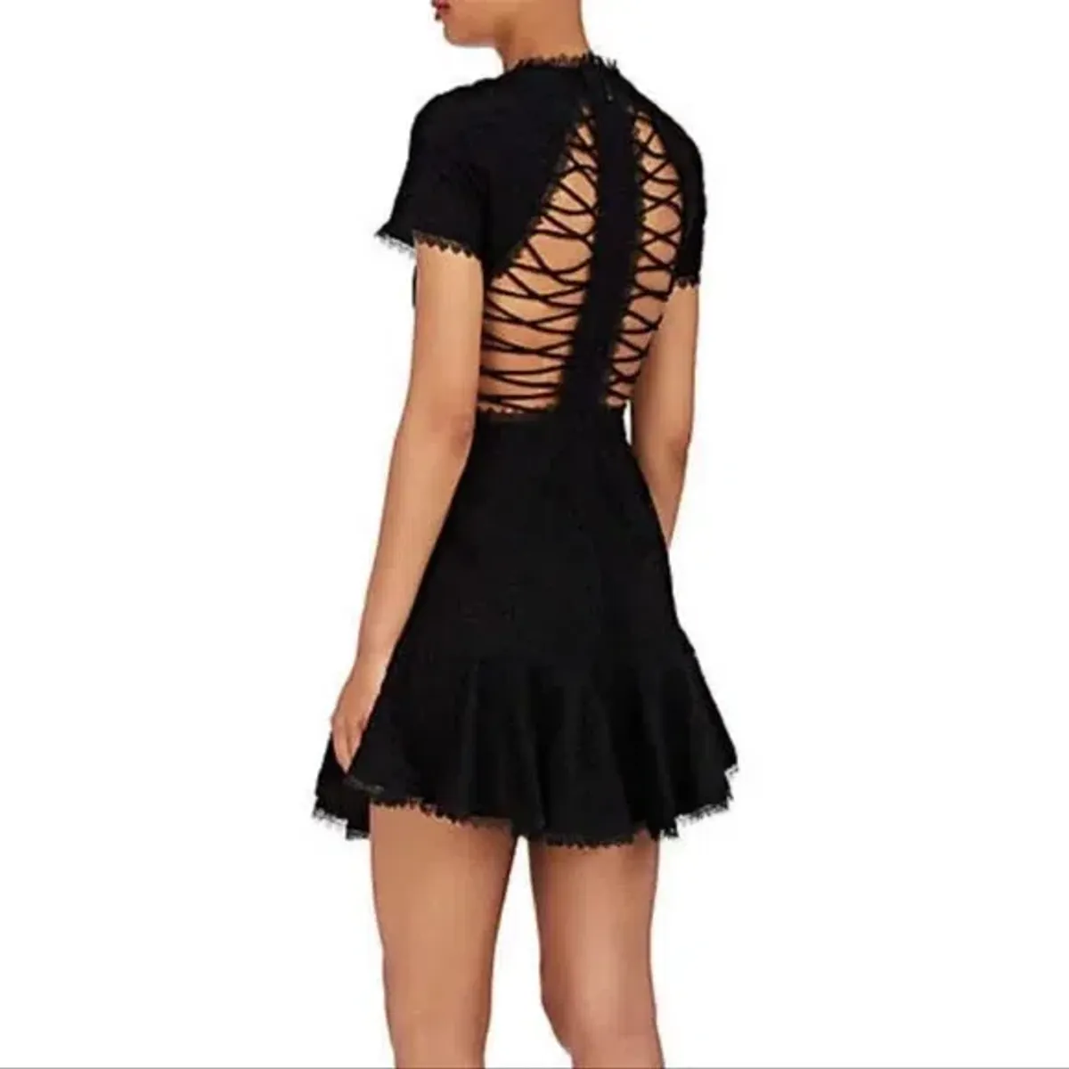 Zimmermann Broderie Lattice Eyelet Cutout Mini Dress Black Size 1 / AU 10 - Image 2
