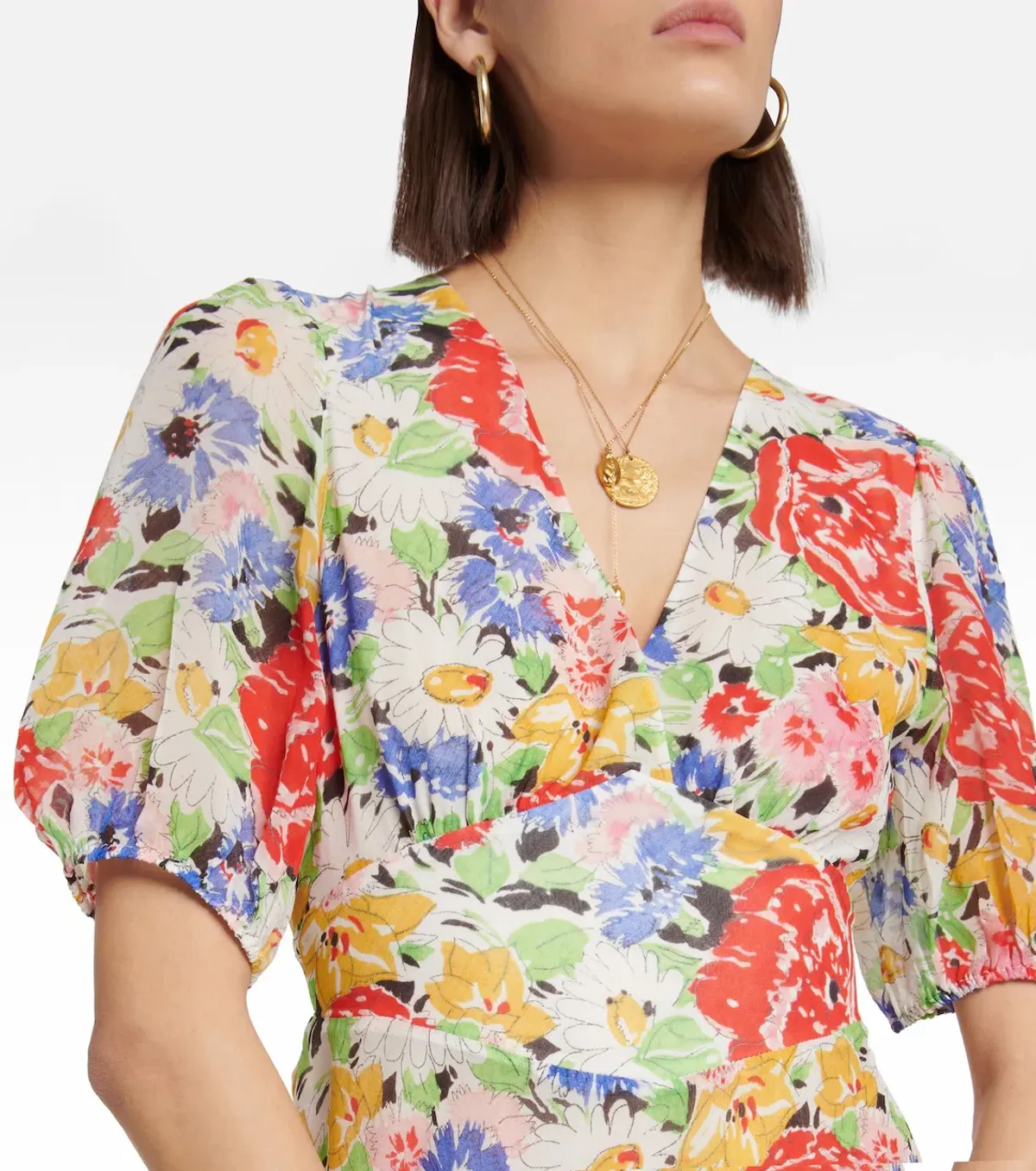 Rixo Corrine Midi Dress Floral Size AU 12  - Image 3