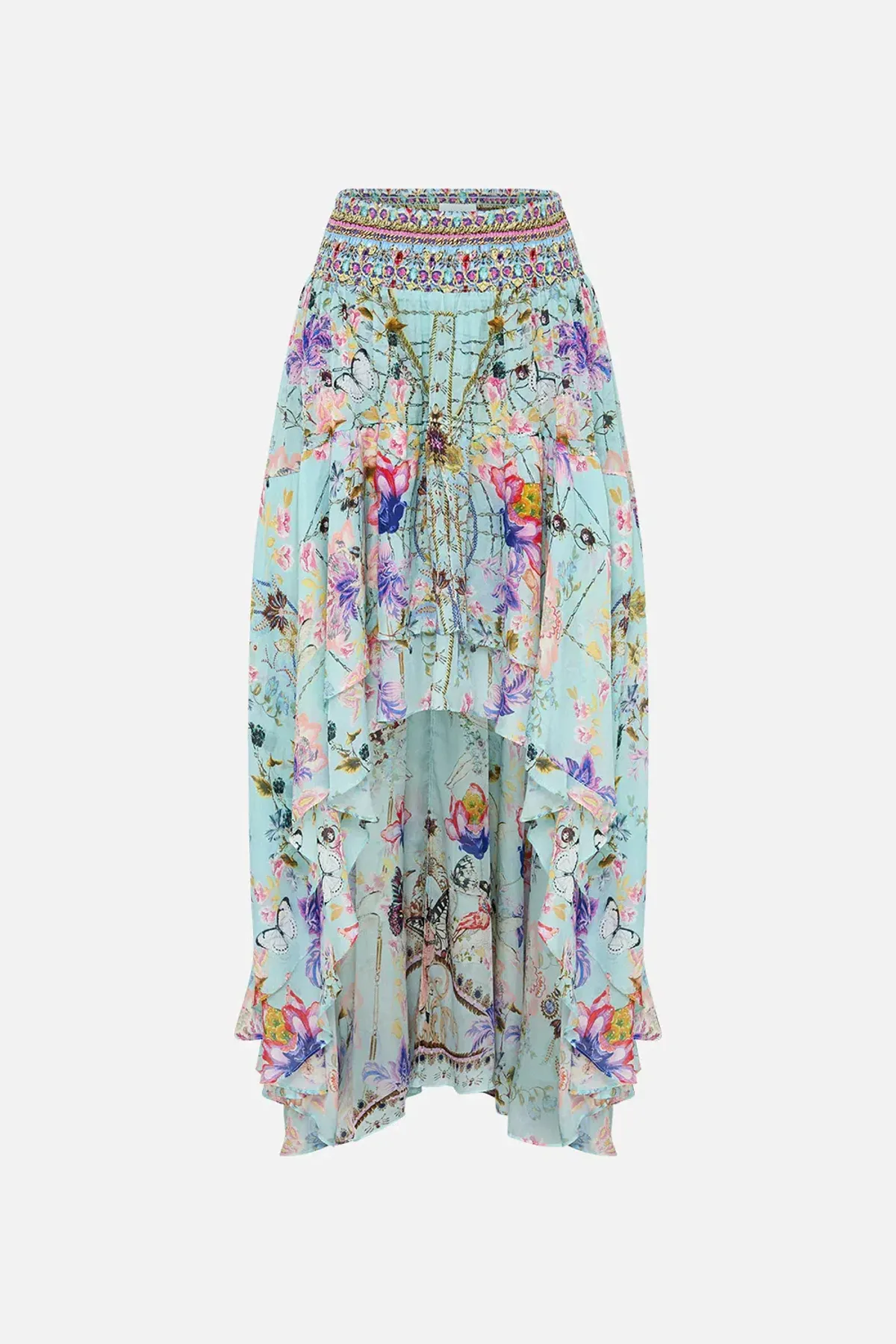 Camilla Double Layer Hem Skirt Love Web Print Size AU 8 - Image 3