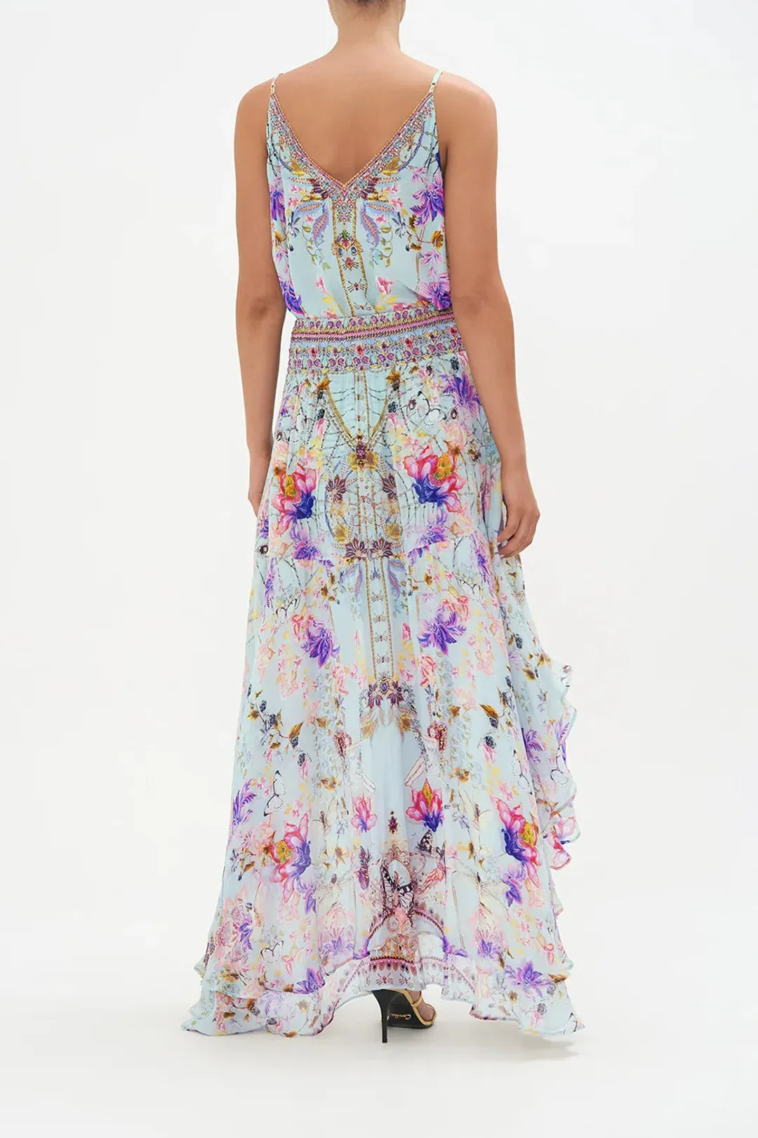 Camilla Double Layer Hem Skirt Love Web Print Size AU 8 for rent on The Volte - main image