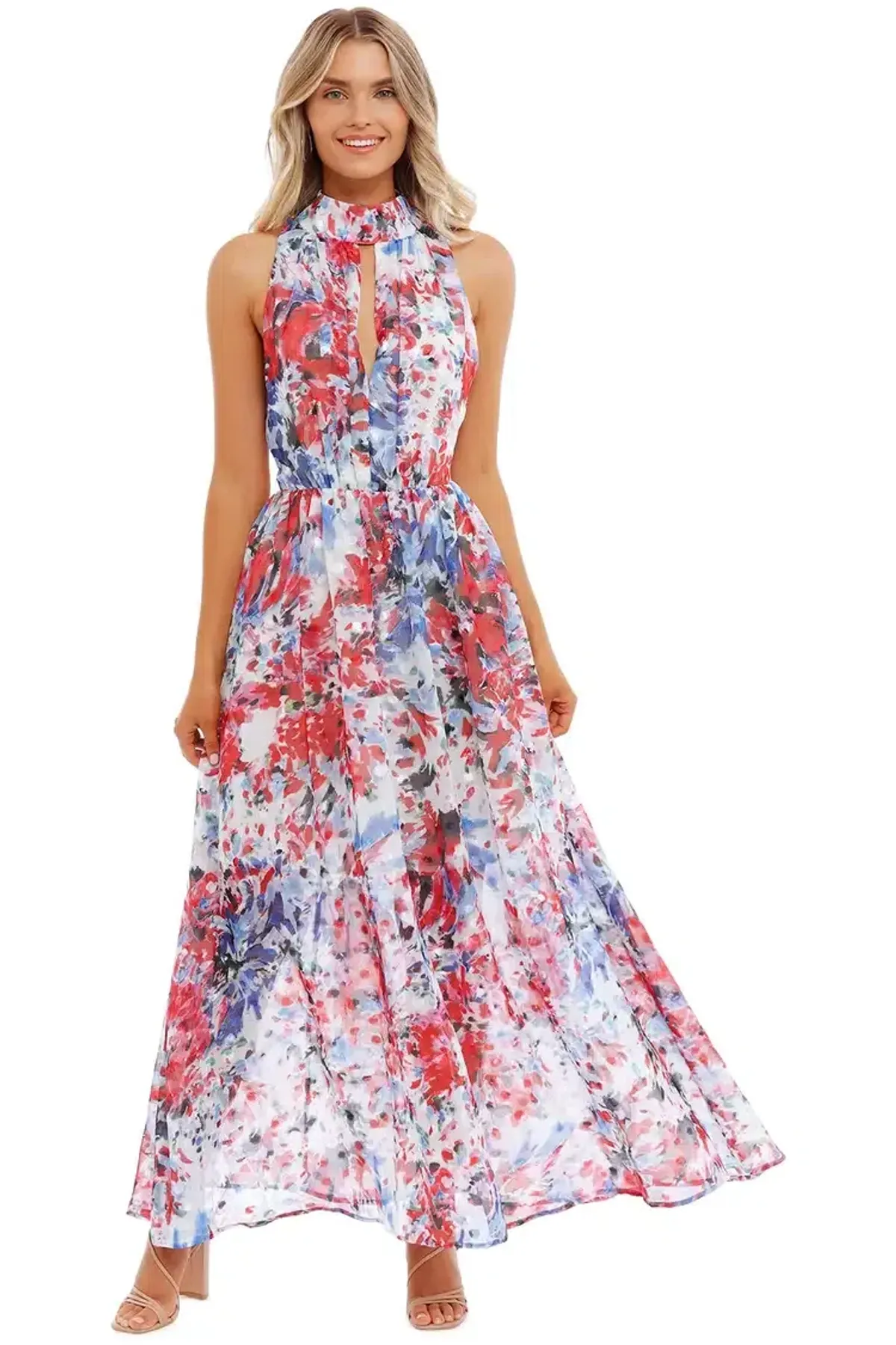 Sofia Irina Halter Gown Spring Flora Multi Print size 10 - Image 1