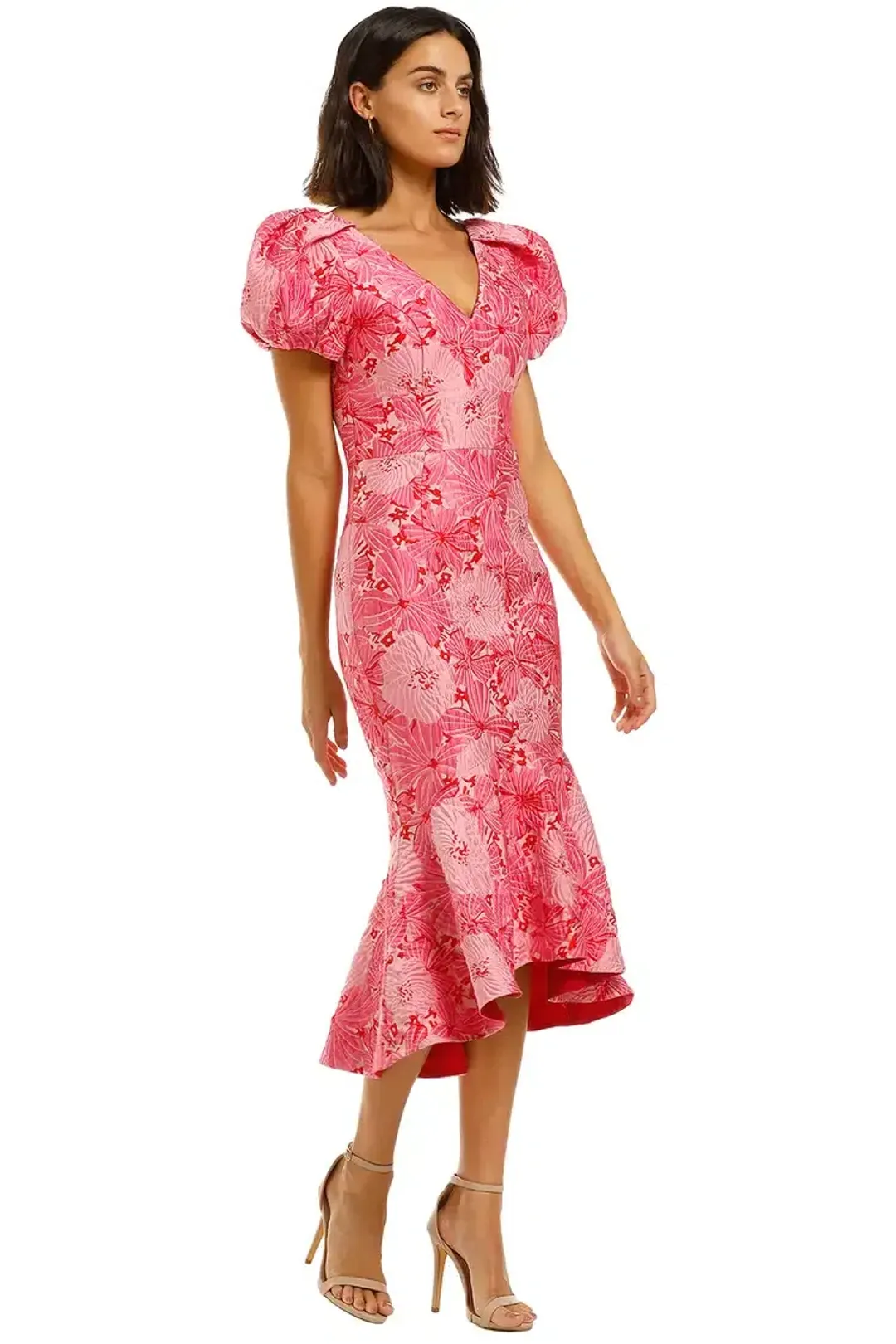 Love Honor Argento Midi Pink Floral Pink Size AU 14 for rent on The Volte - main image