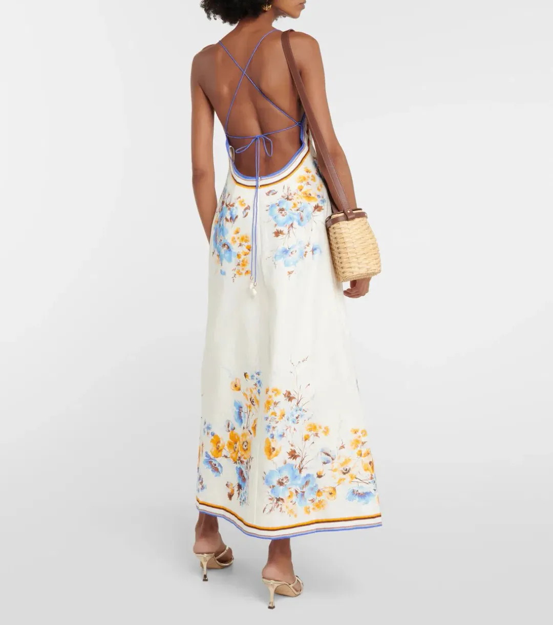 Zimmermann The Halcyon Slip Dress in Orange/Blue Floral Size 0/Au 8 for rent on The Volte - main image
