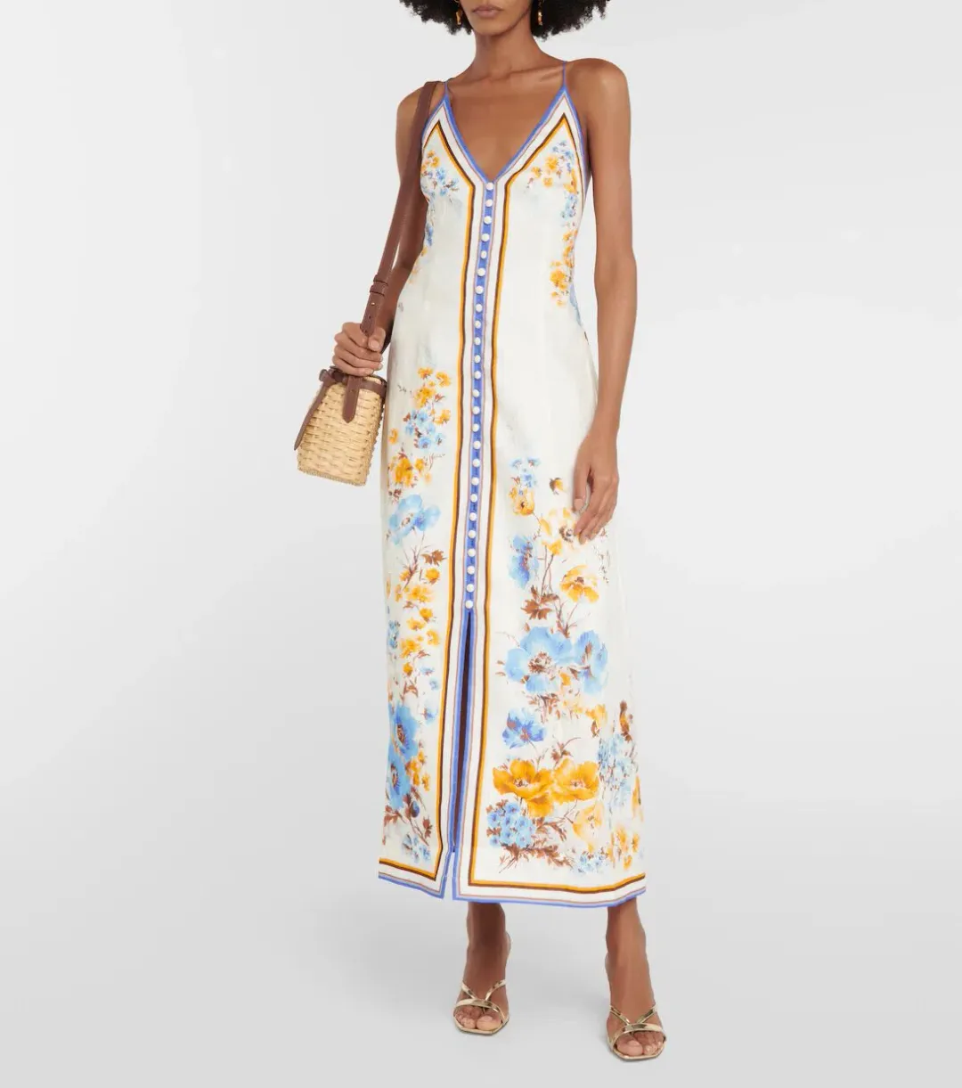 Zimmermann The Halcyon Slip Dress in Orange/Blue Floral Size 0/Au 8 for rent on The Volte - main image