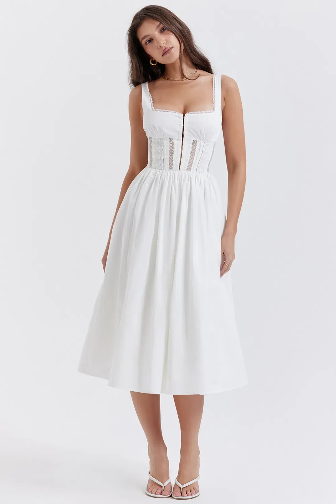 House Of CB Perle Lace Trim Dress  White Size S/Au 8  for rent on The Volte - main image