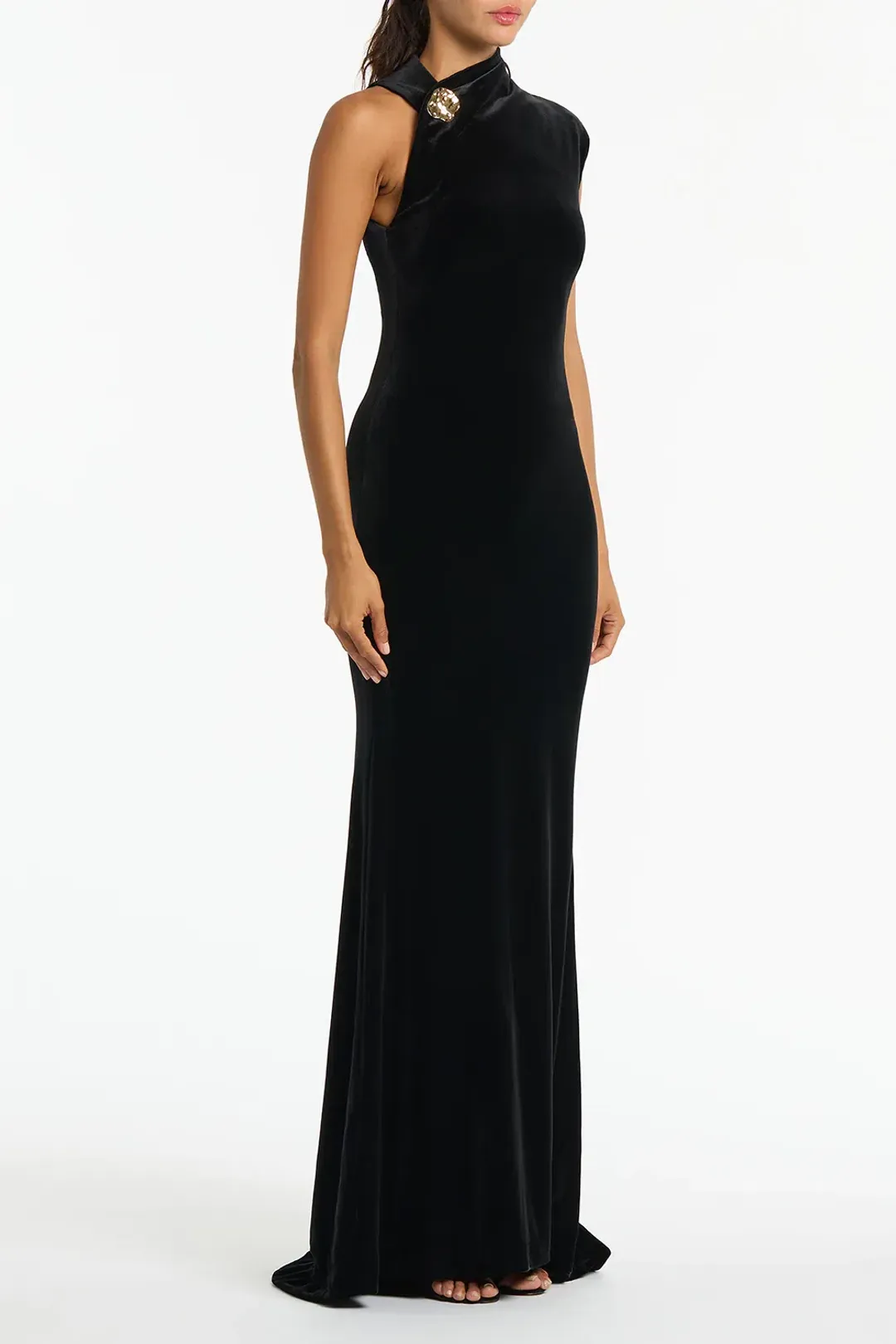 Carla Zampatti Velvet Button Gown Black Size 8  for rent on The Volte - main image