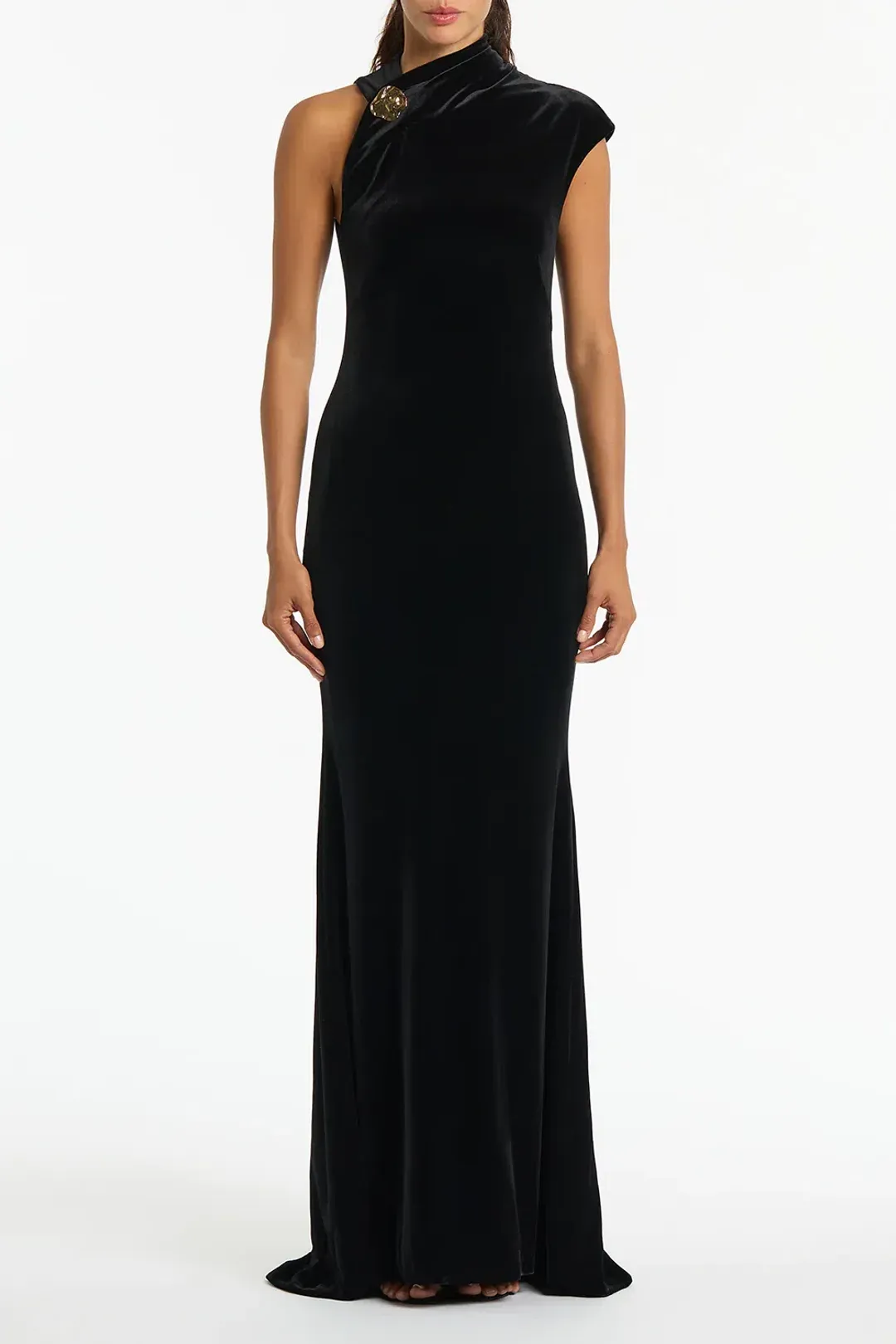 Carla Zampatti Velvet Button Gown Black Size 8  for rent on The Volte - main image