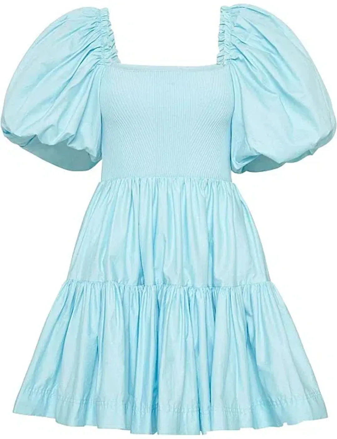 Aje Casa Puff Sleeve Knit Mini Dress Ice Blue Size 14 for rent on The Volte - main image