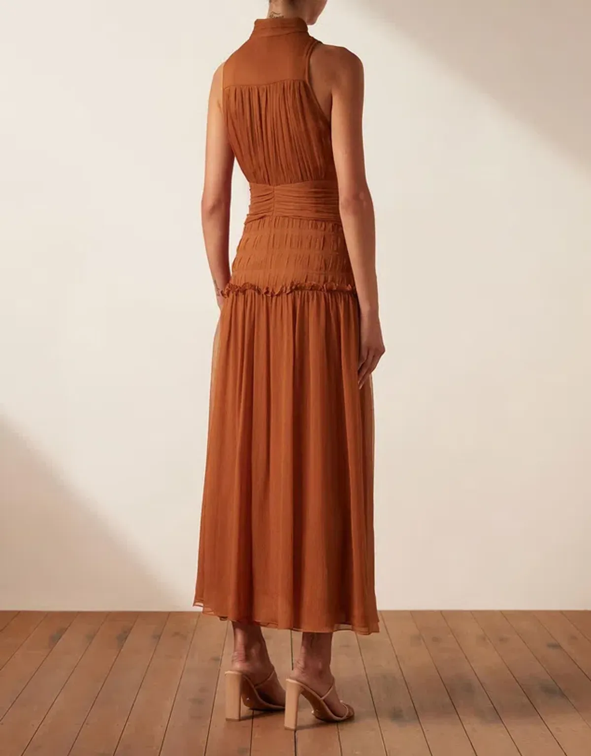 Shona Joy Noemi Sleeveless Button Up Midi Dress in Siena Size 14 - Image 3