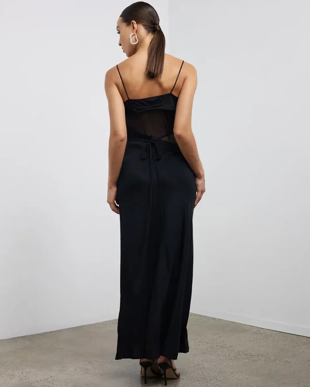 Christopher Esber Split Waist Tie Dress Black Size 8 for rent on The Volte - main image