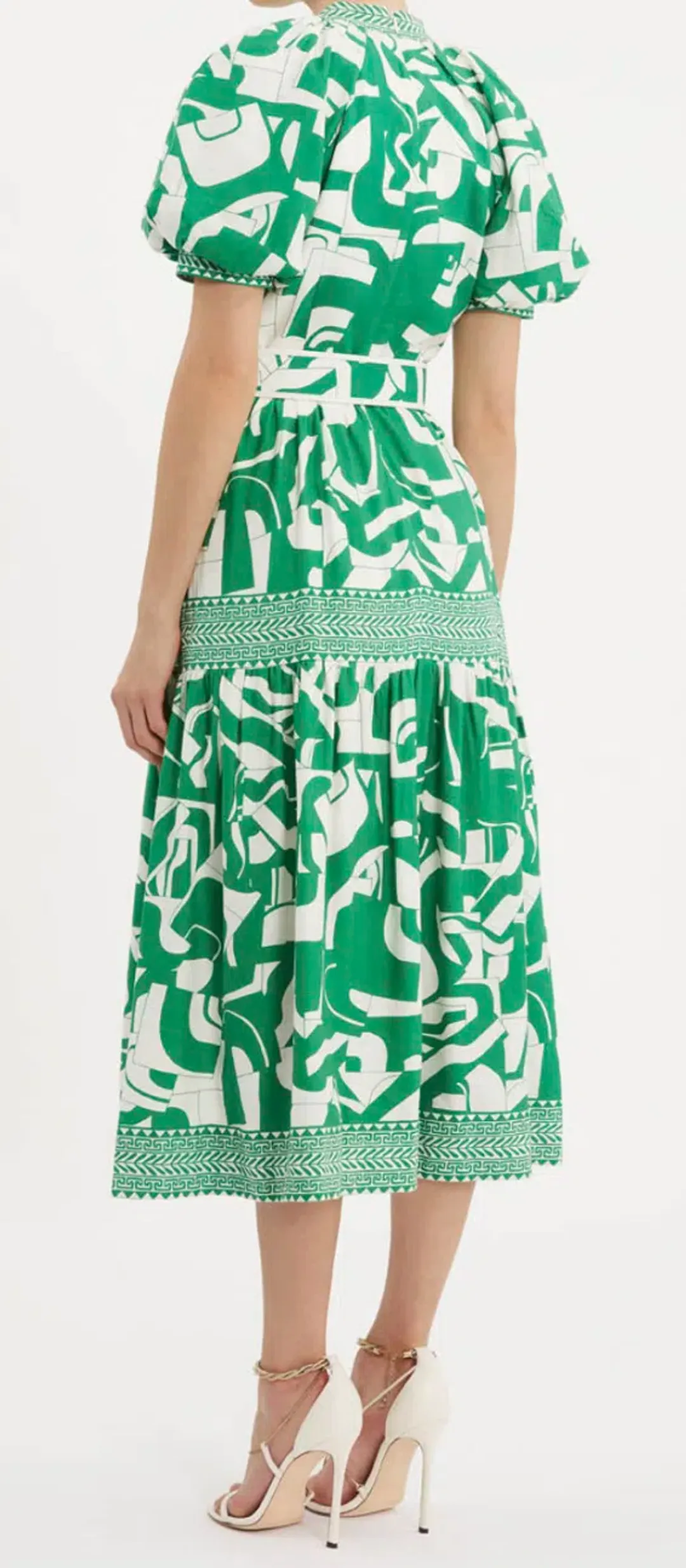 Rebecca Vallance Buttercup Midi Dress Green Print Size 8 for rent on The Volte - main image