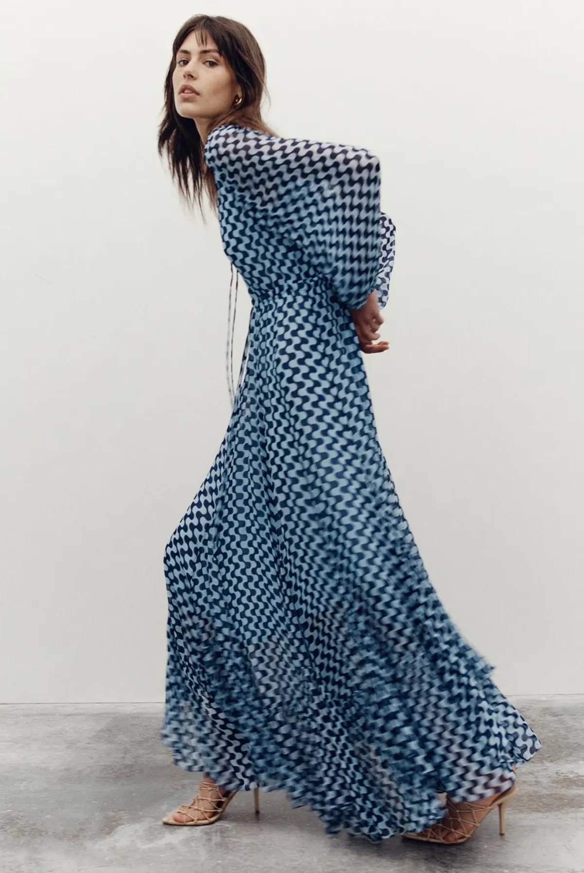 Shona Joy Elina Lace Front Drawstring Maxi Dress Print Size 8 - Image 3