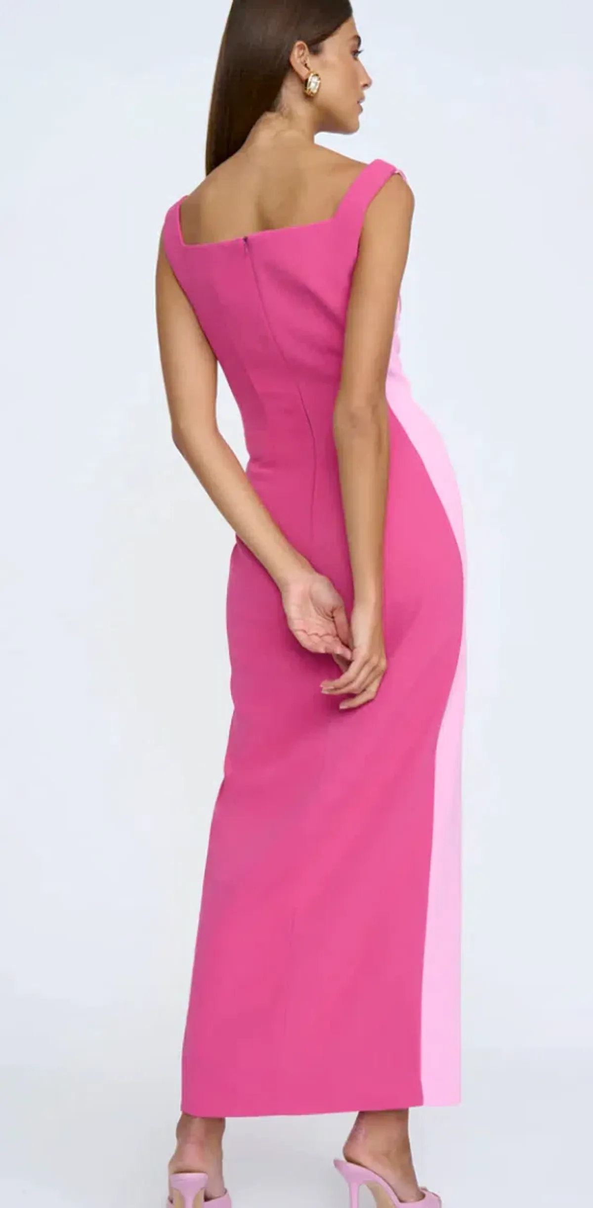By Johnny Caterina Two Tone Curve Midi Dress Pink Size 10 - Image 4