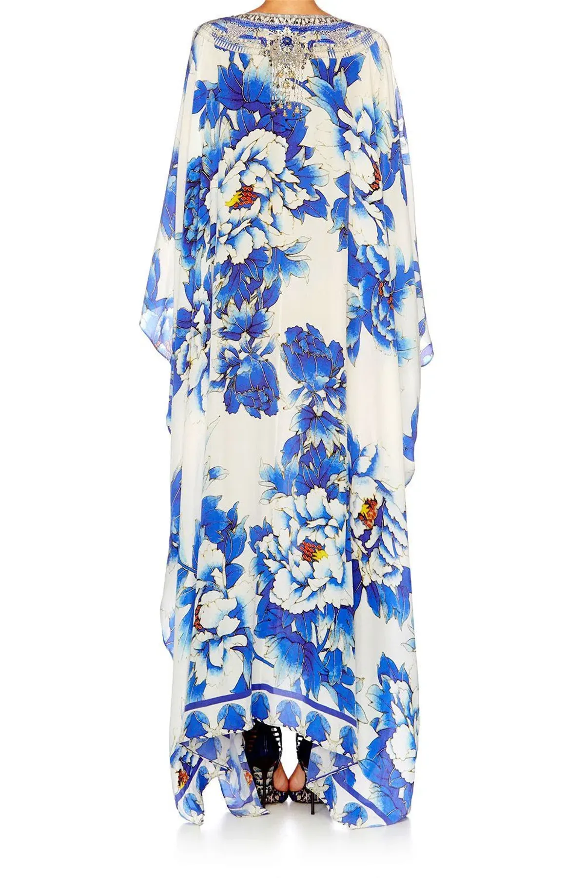 Camilla Ring Of Roses Split Front & Sleeve Kaftan Floral Print One Size  - Image 3