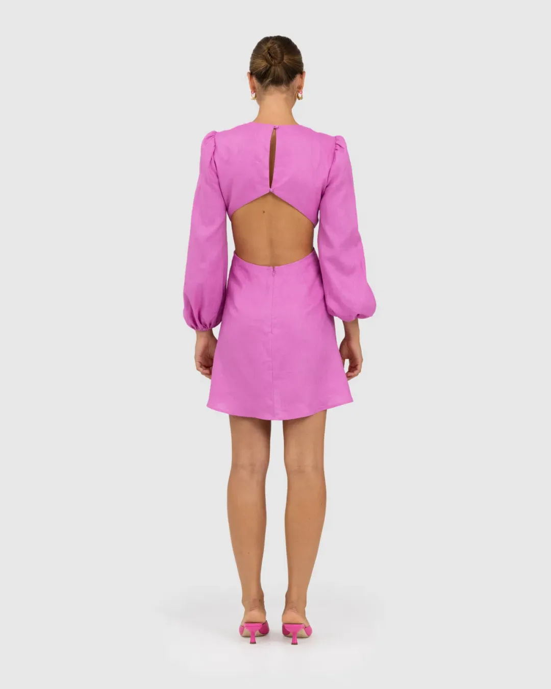 The Wolf Gang Safi Linen Cut Out Dress Pink Size XXS/Au 4 for rent on The Volte - main image