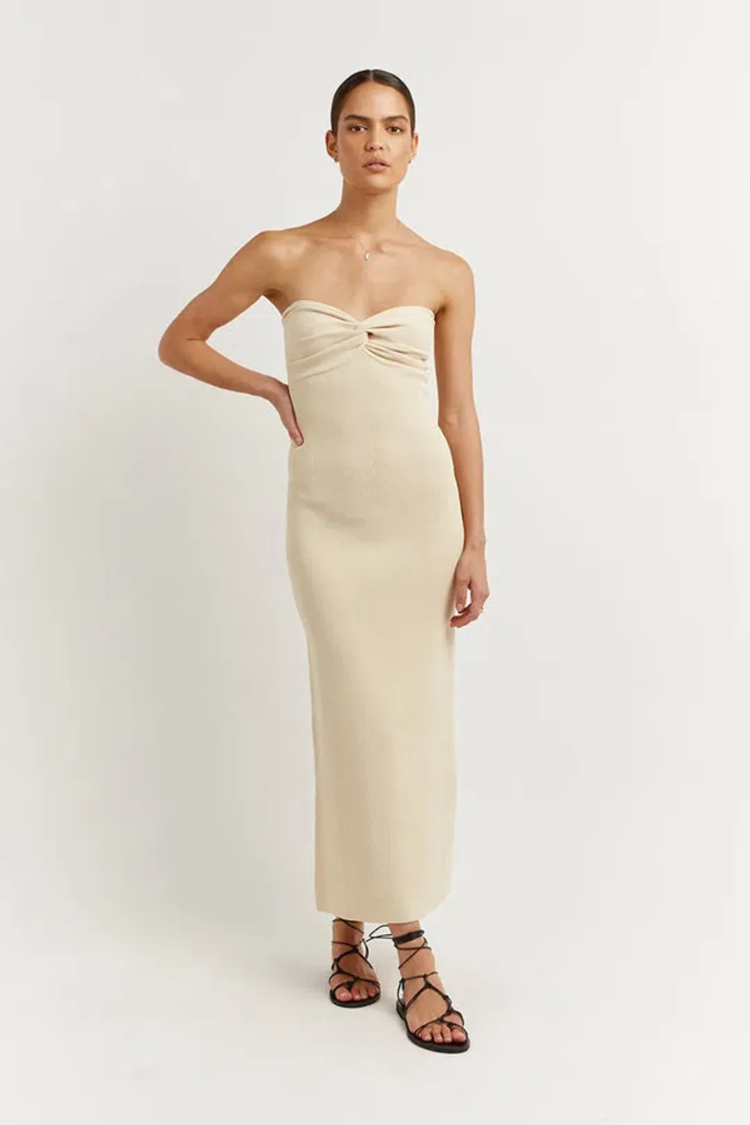 Dissh Anika Butter Knit Midi Dress Cream Size 6 for rent on The Volte - main image