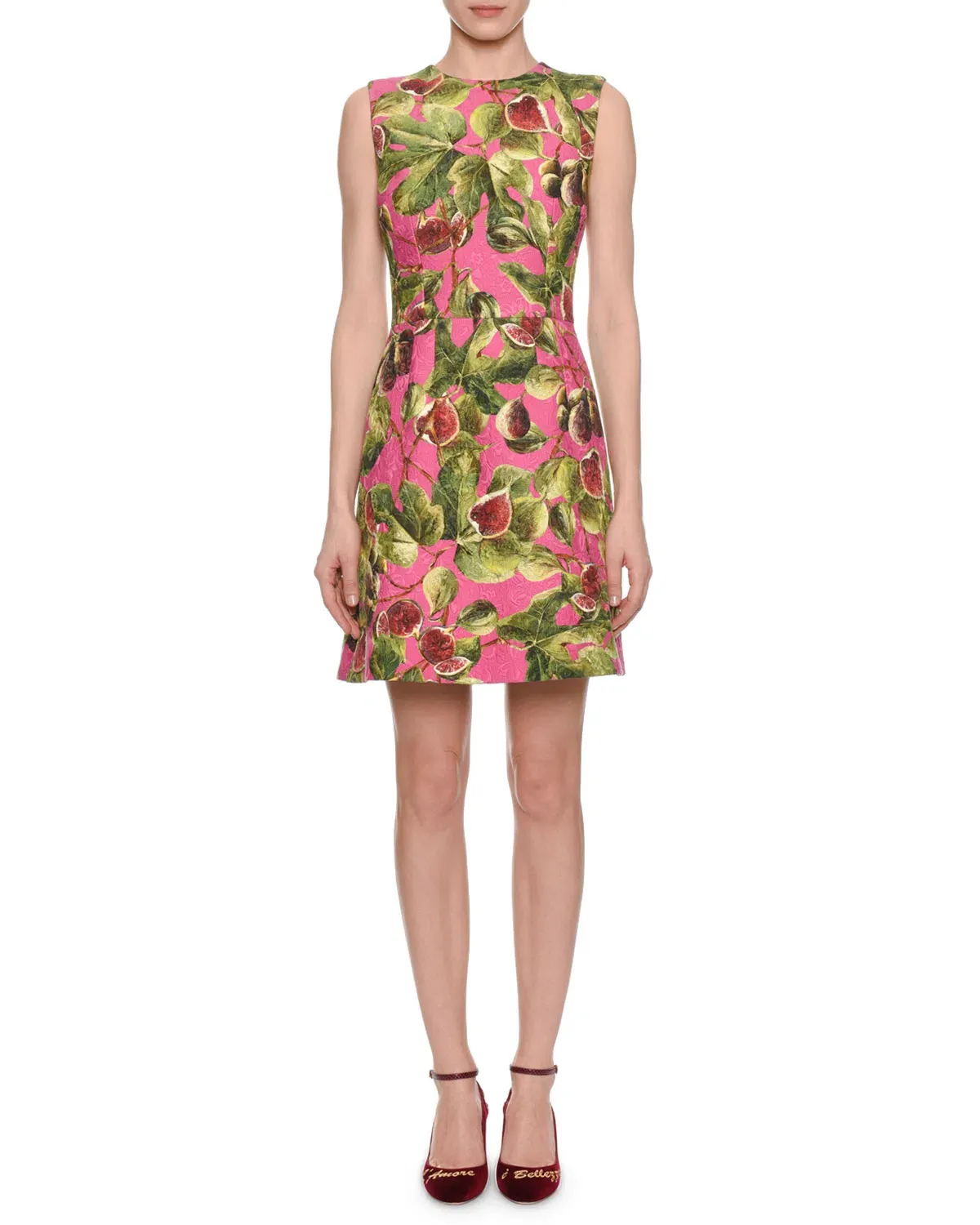Dolce and Gabbana Sleeveless A-Line Brocade Mini Dress Fig Print Size M / AU 10 - Image 1