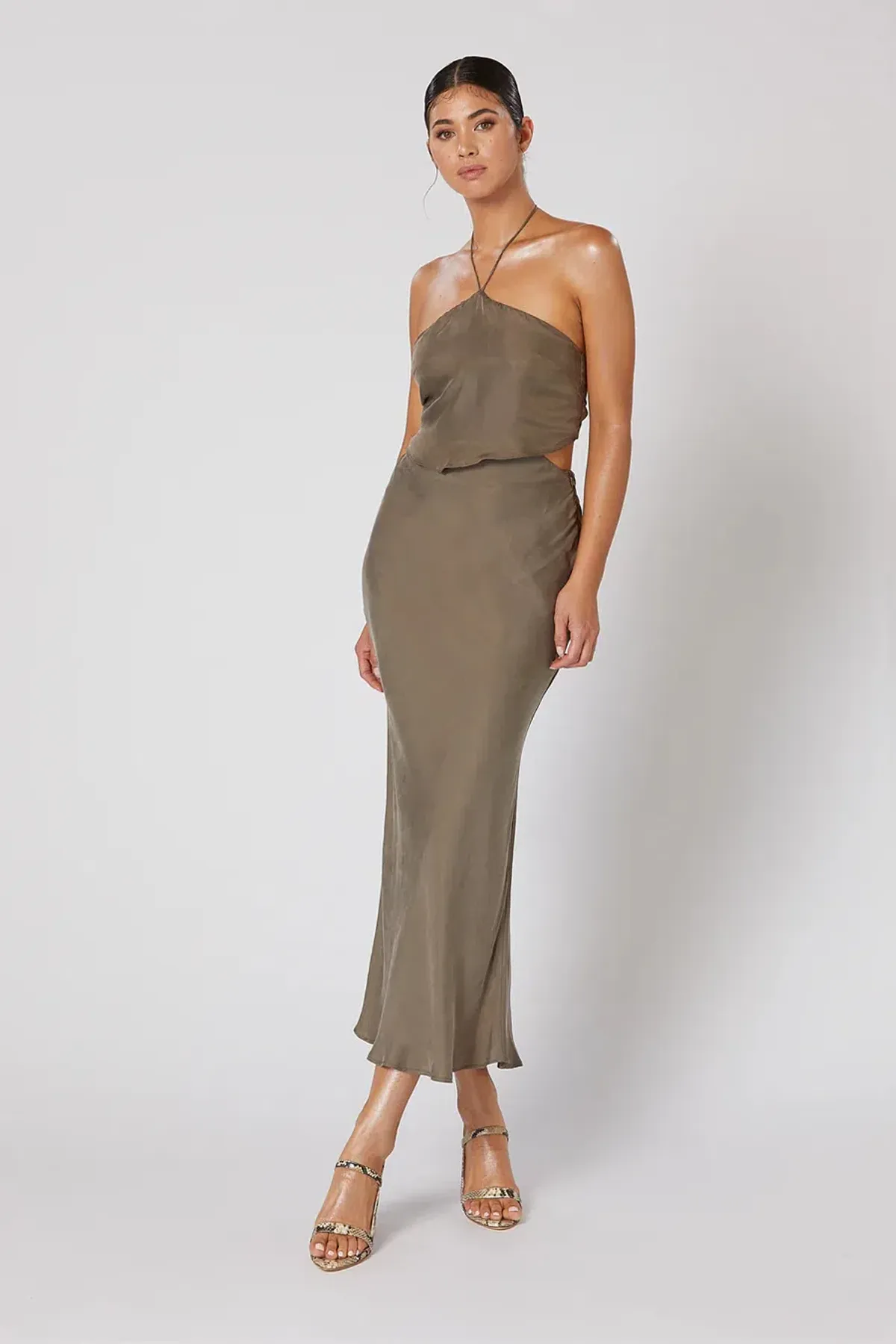Winona Valley Tie Back Dress Olive Size S / AU 8 - Image 1