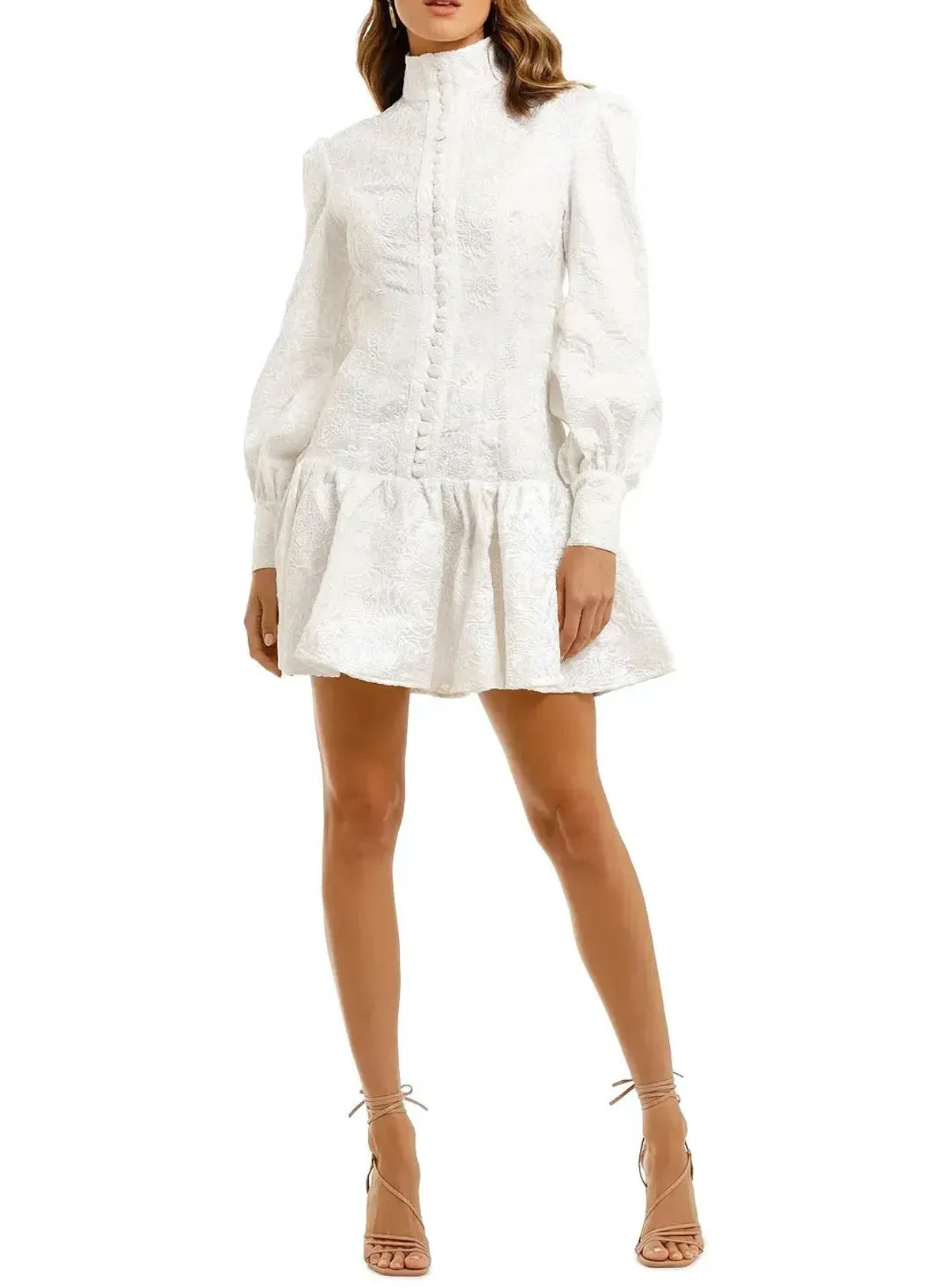 Leo & Lin The Transcendence Rose Lace Short Dress White Size 14 - Image 3