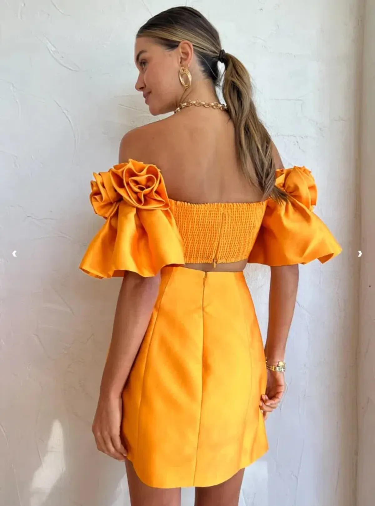 Alemais Macie Rosette Mini Dress in Saffron Yellow Size 8 - Image 4