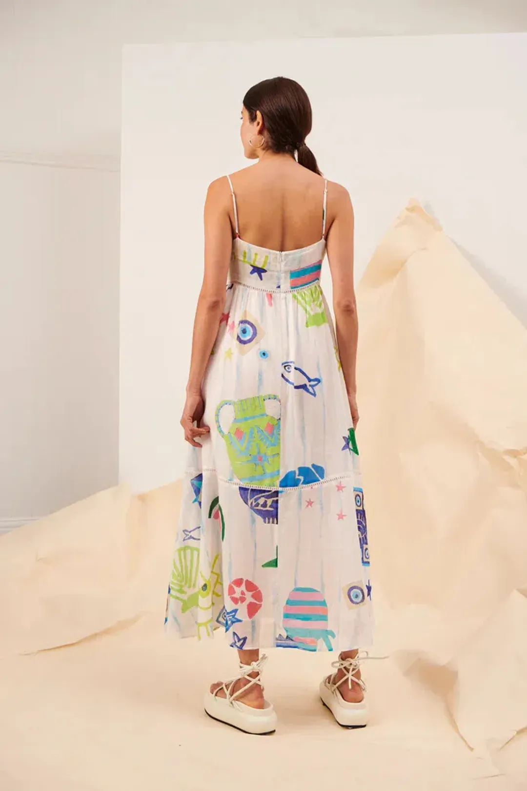 Kate Ford Pella Ladder Bustier Dress Multi Print Size 0 /Au 6 for rent on The Volte - main image