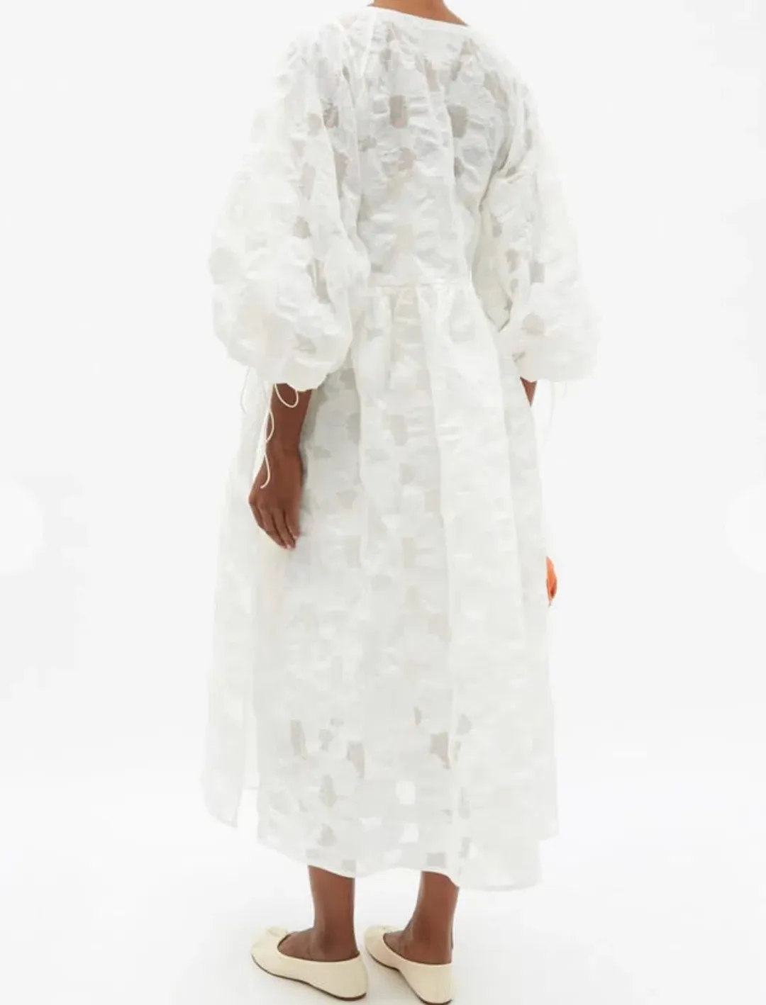 Cecilie Bahnsen Hella Puff-Sleeve Cotton-Blend Fil-Coupé Dress Size M/L / AU 14 for rent on The Volte - main image