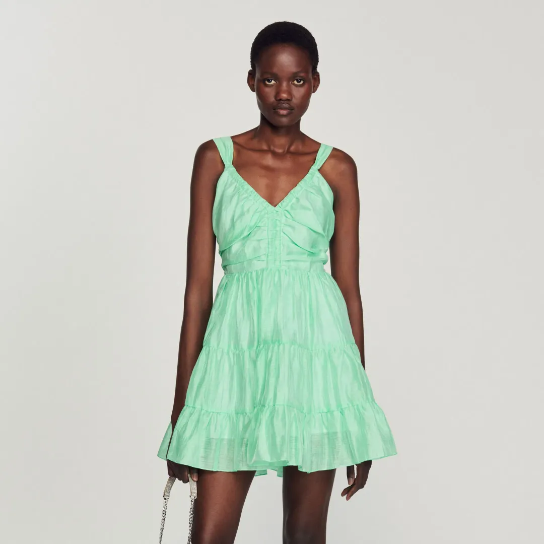 Sandro Paris Mariella Woven Dress Mint Green Size AU 6 for rent on The Volte - main image