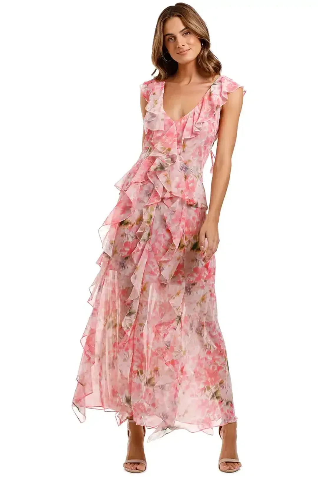 MISA LA Claudita Dress Pink Floral Size AU 8 for rent on The Volte - main image