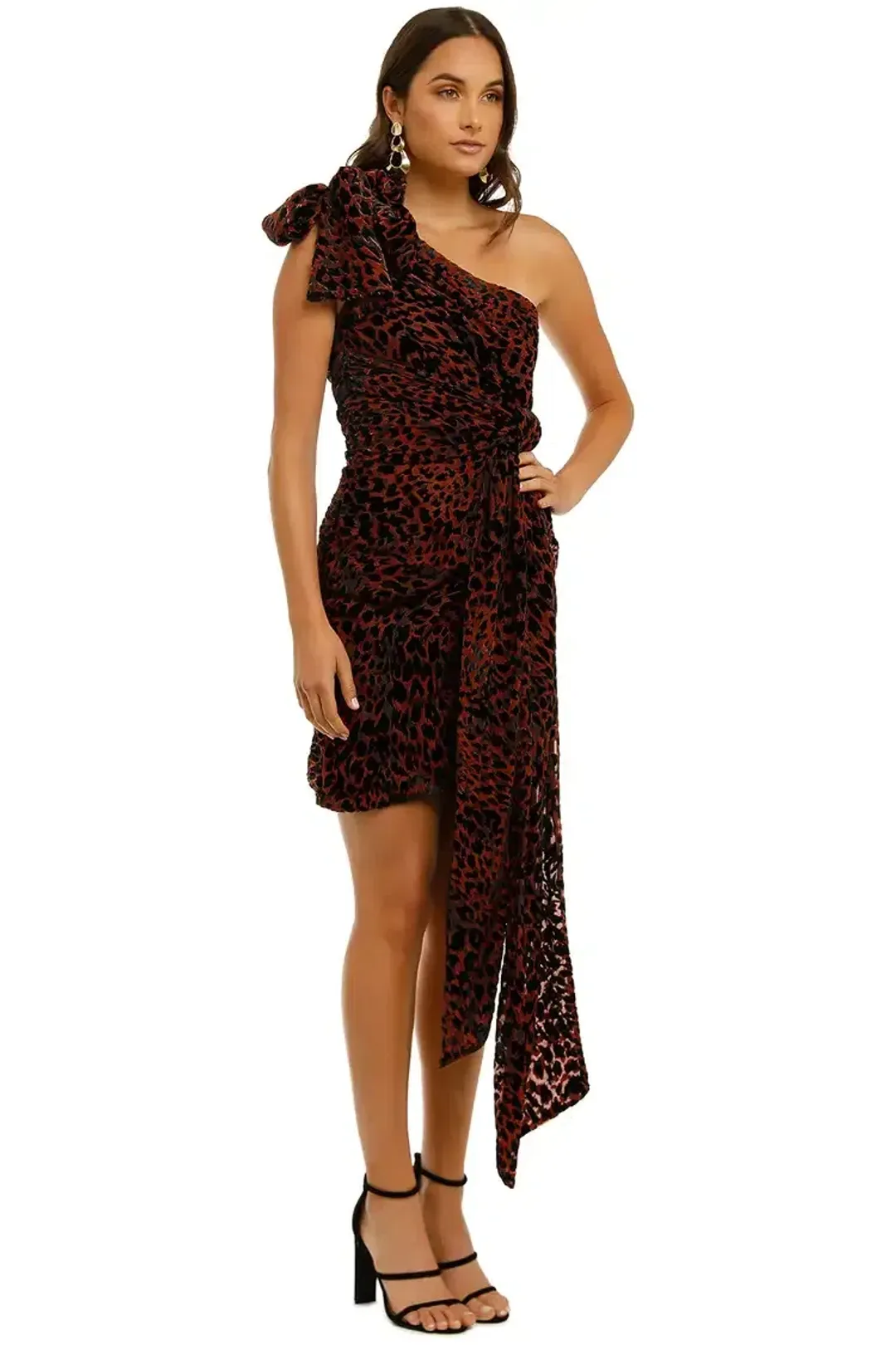 MISHA Moxie Dress Red Leopard Burgundy Size 12/L for rent on The Volte - main image