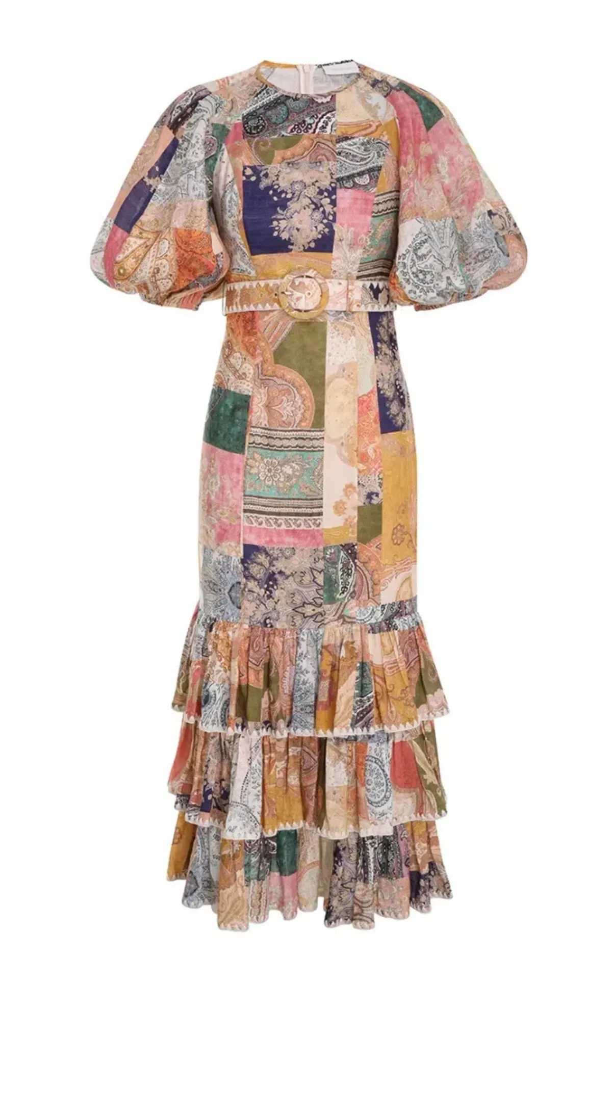 Zimmermann Anneke Ruffle Hem Midi Dress Patch Paisley Size 4 / AU 16 - Image 3