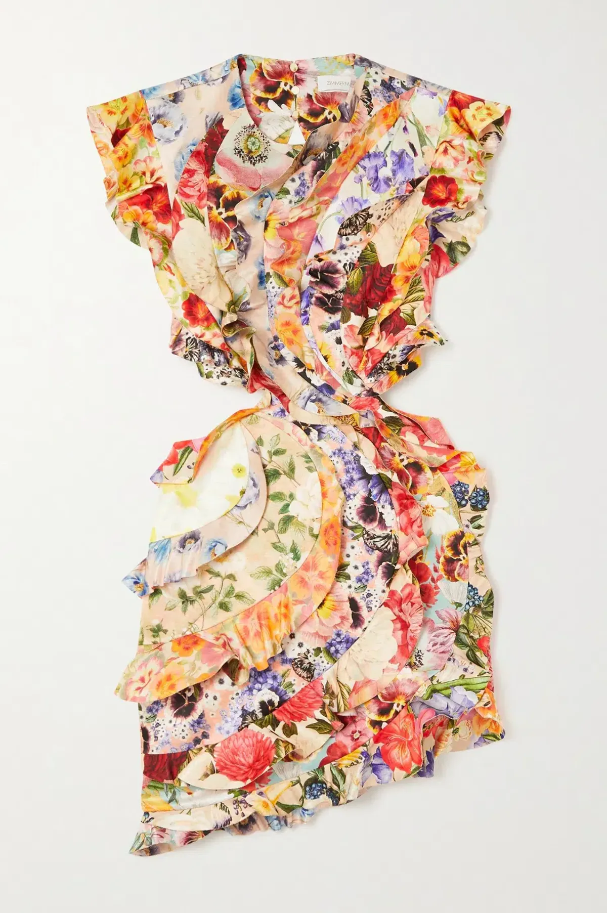 Zimmermann Patchwork Paisley Wonderland Frill Mini Dress Multi Floral Size 1/Au 10  - Image 5