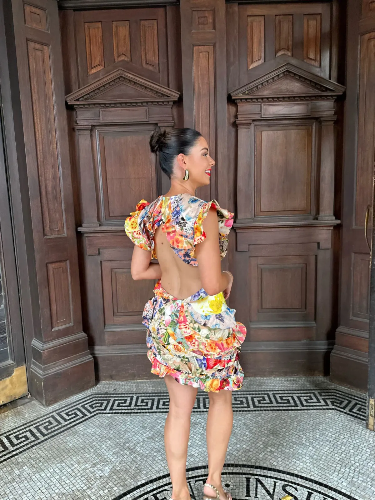 Zimmermann Patchwork Paisley Wonderland Frill Mini Dress Multi Floral Size 1/Au 10  - Image 2