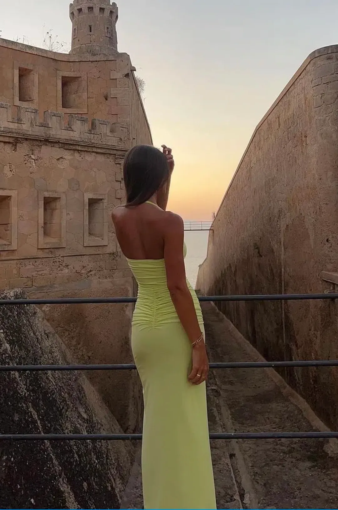 Natalie Rolt Shontae Gown in Citron Size 8 for rent on The Volte - main image