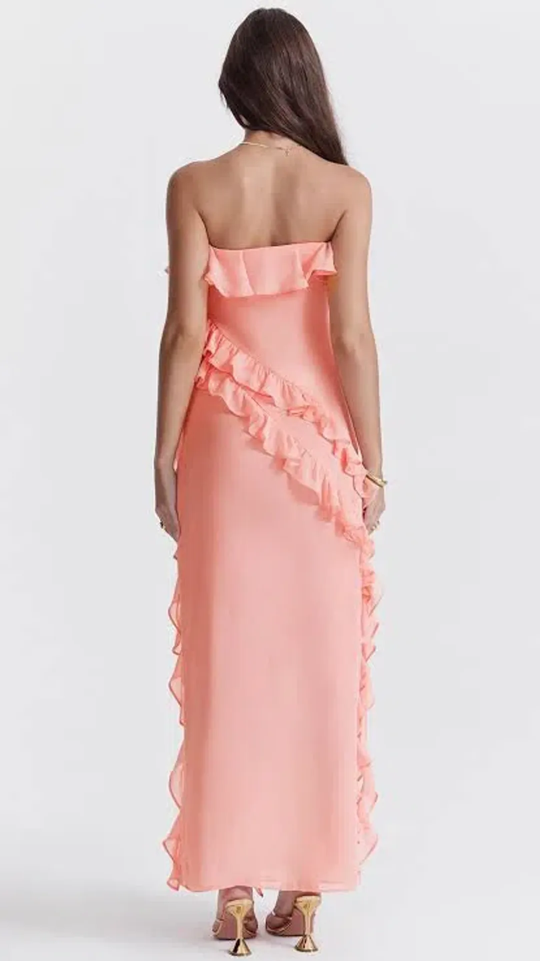 House of CB Sarina Ruffle Maxi Dress Pink Size S for rent on The Volte - main image