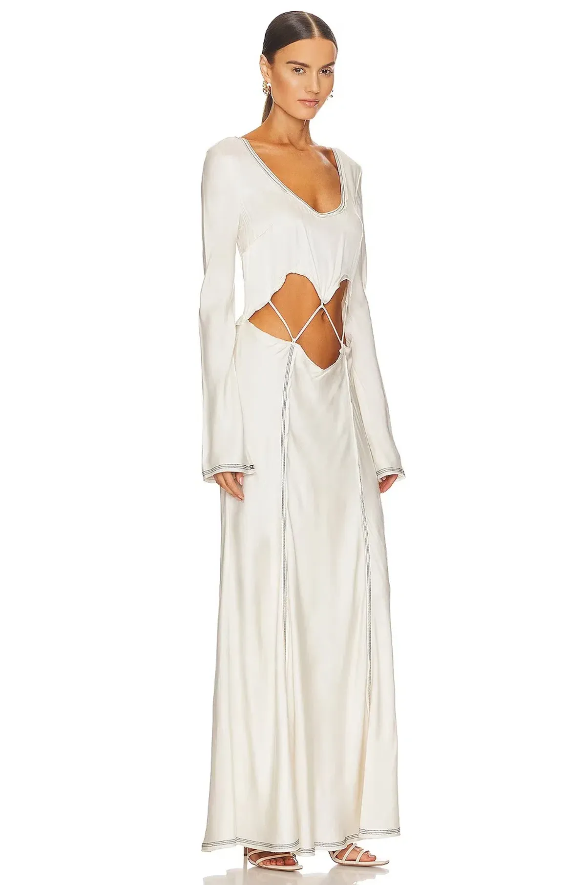 Bec & Bridge Naomi Long Sleeve Cut Out Dress in Ecru Size 8 - Image 2