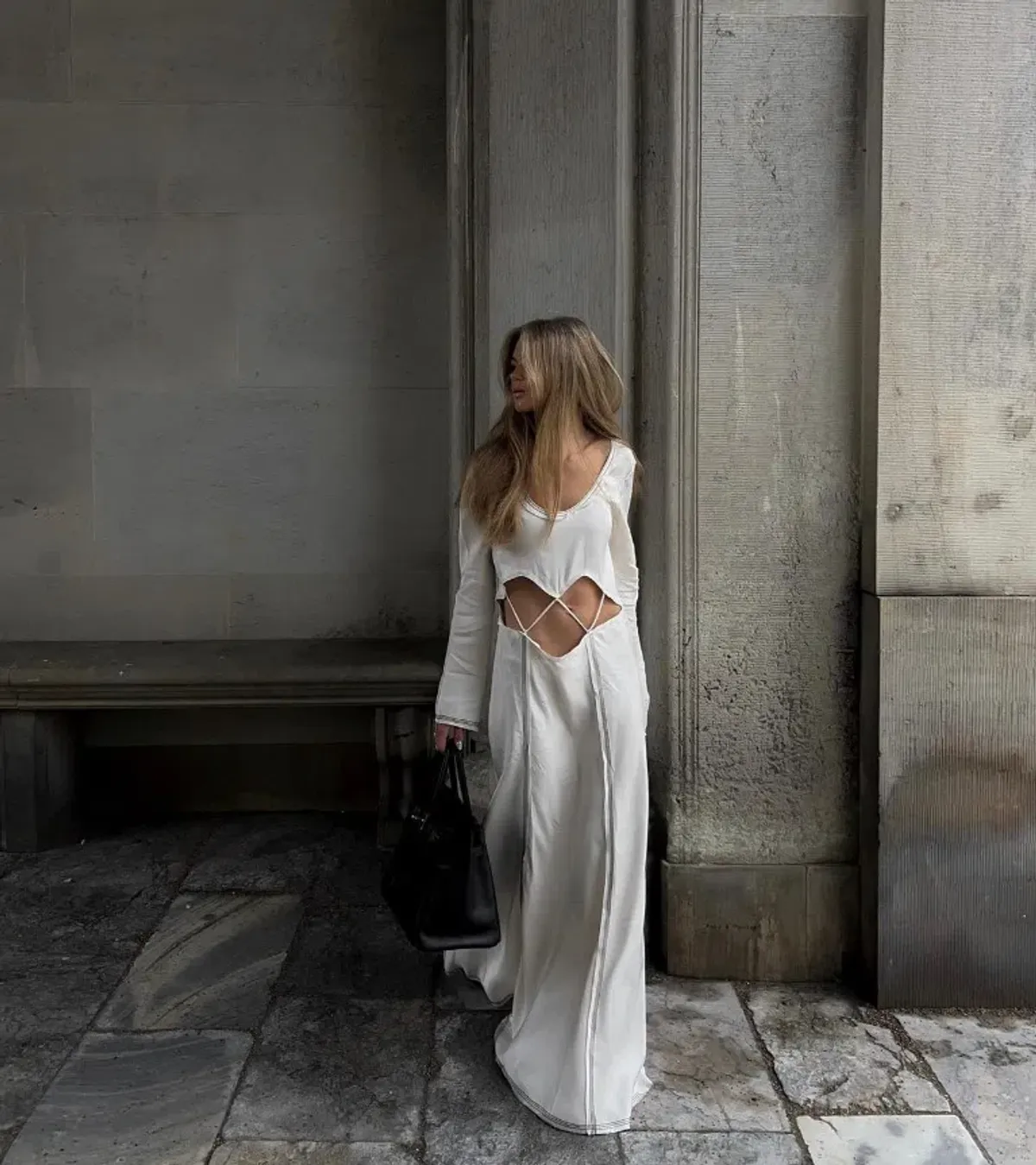 Bec & Bridge Naomi Long Sleeve Cut Out Dress in Ecru Size 8 - Image 4