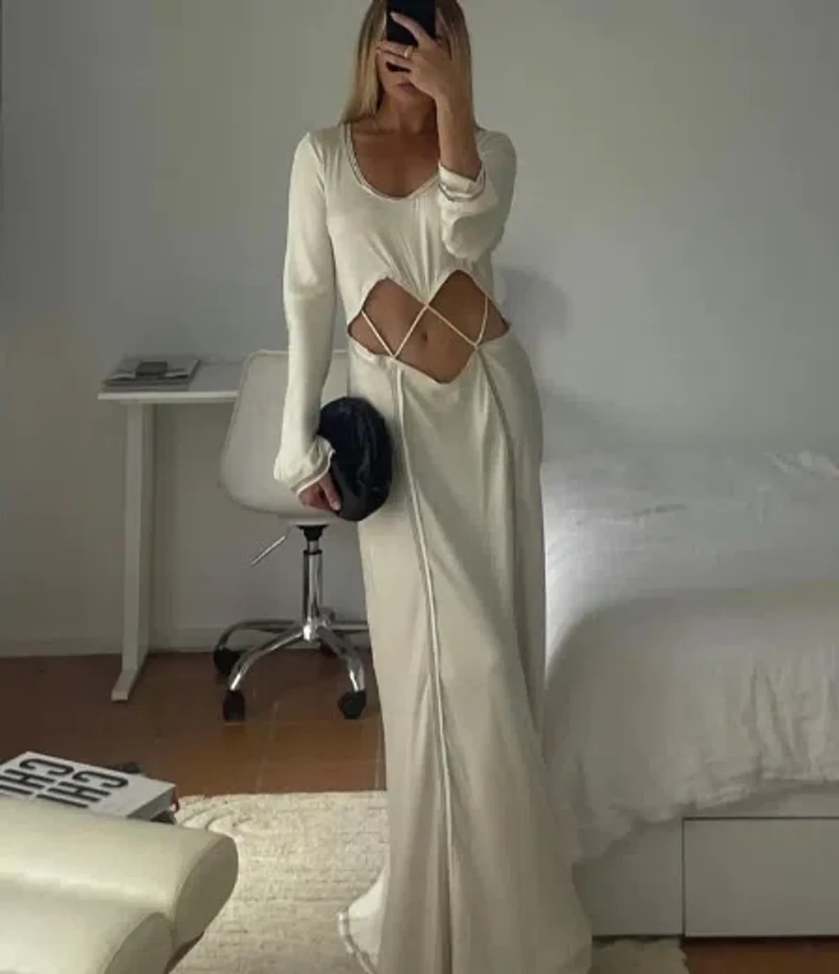 Bec & Bridge Naomi Long Sleeve Cut Out Dress in Ecru Size 8 - Image 8