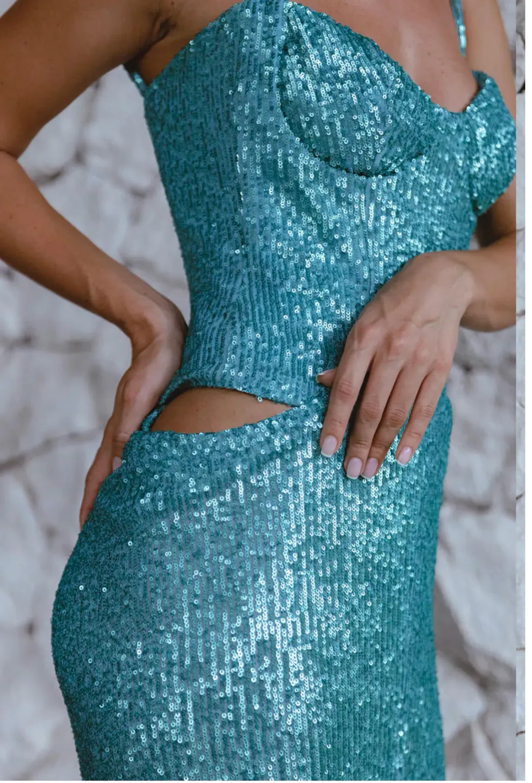 Adri The Ariel Gown Blue Sequin Size 8 for rent on The Volte - main image