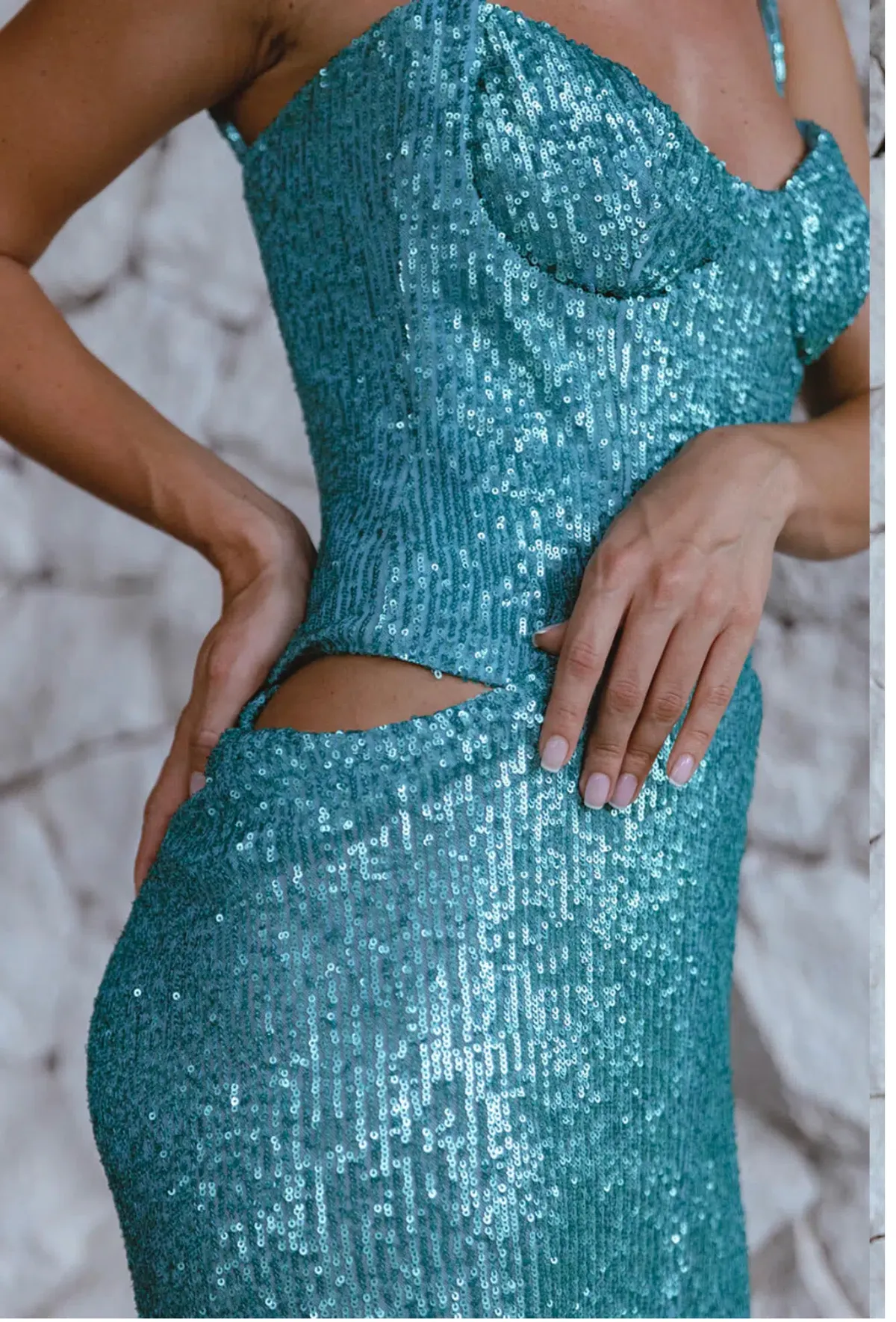 Adri The Ariel Gown Blue Sequin Size 8 - Image 4