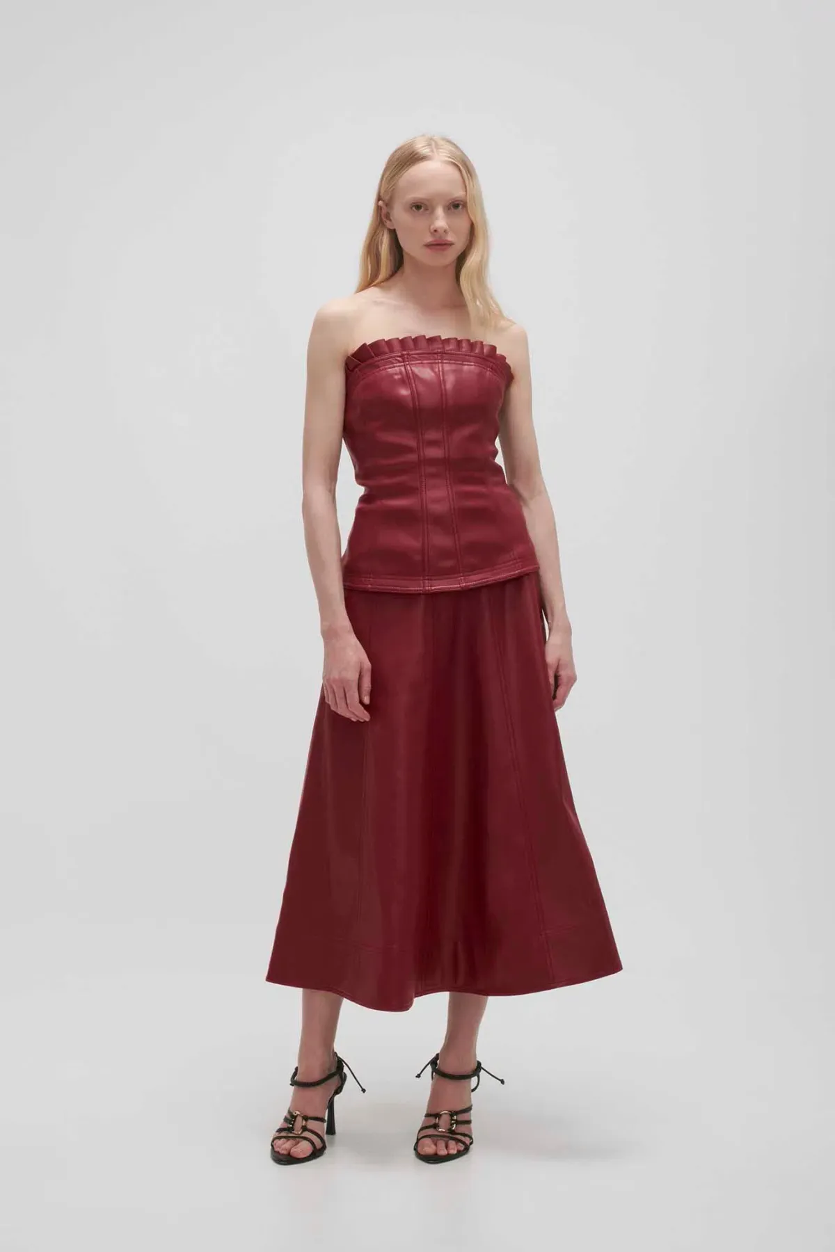 Aje Stanhope Vegan Leather Top Mahogany Red Size 8 - Image 1