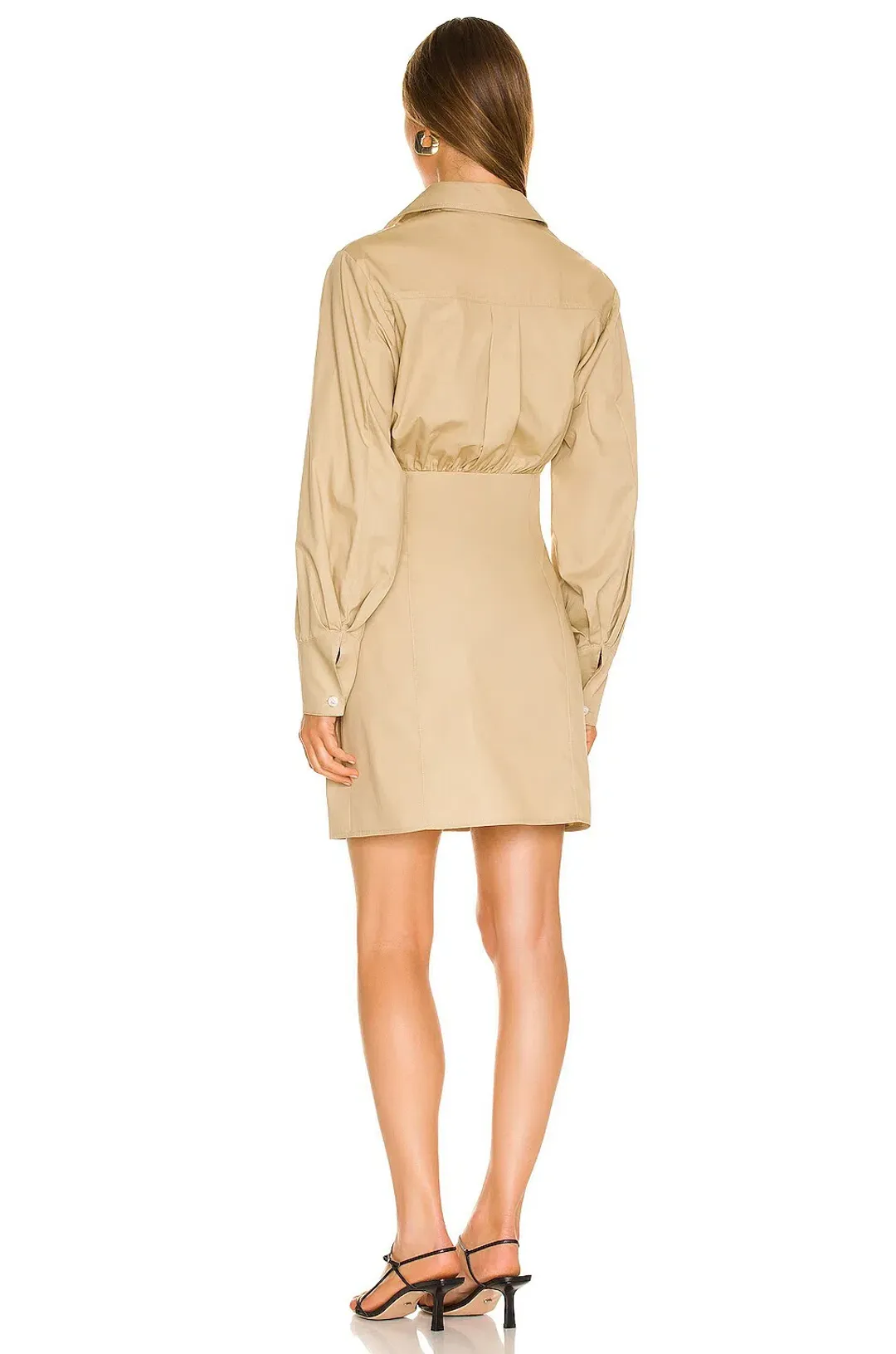 Matthew Bruch Cutout Mini Shirt Dress Beige Size 8 for rent on The Volte - main image