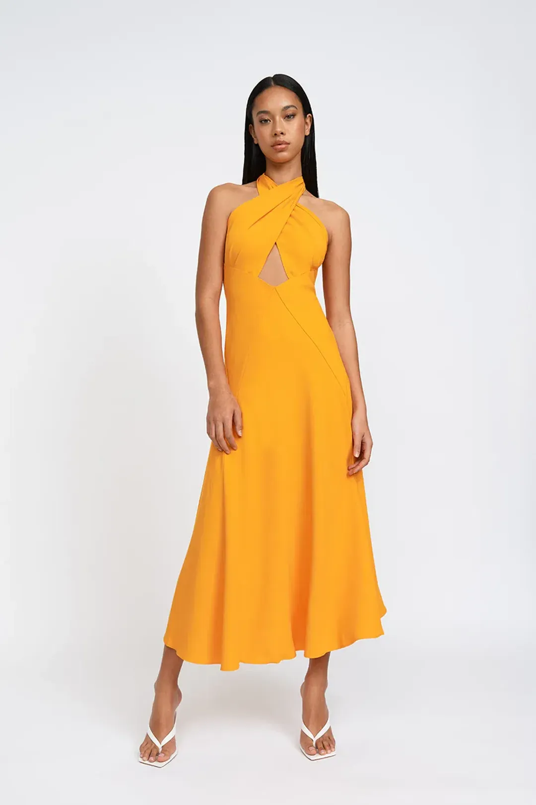 By Johnny Zina Midi Dress Orange Size 6 for rent on The Volte - main image