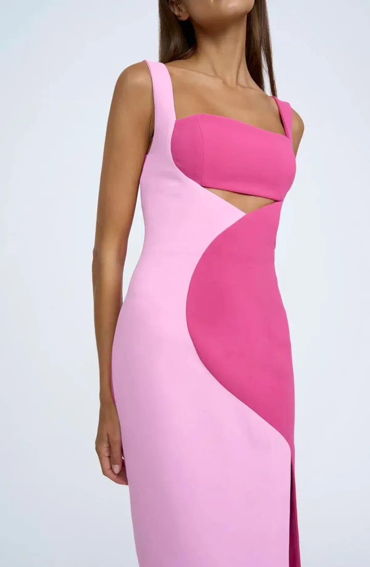 By Johnny Caterina Two Tone Curve Midi Dress Pink Size 8 - Image 3