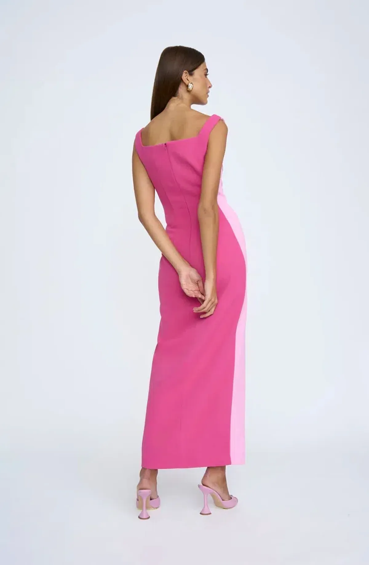 By Johnny Caterina Two Tone Curve Midi Dress Pink Size 8 - Image 4
